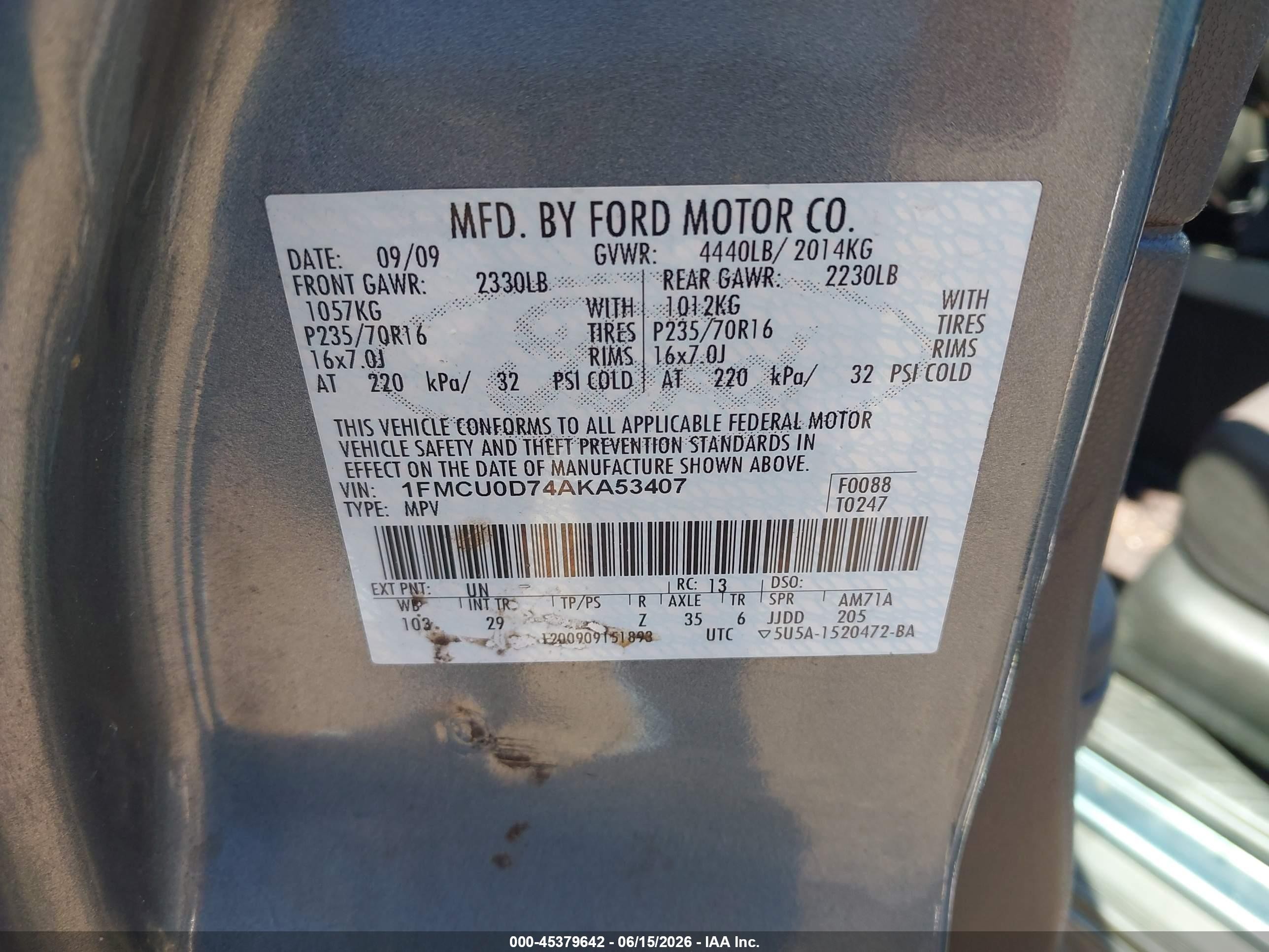 2010 Ford Escape Xlt Синий vin: 1FMCU0D74AKA53407