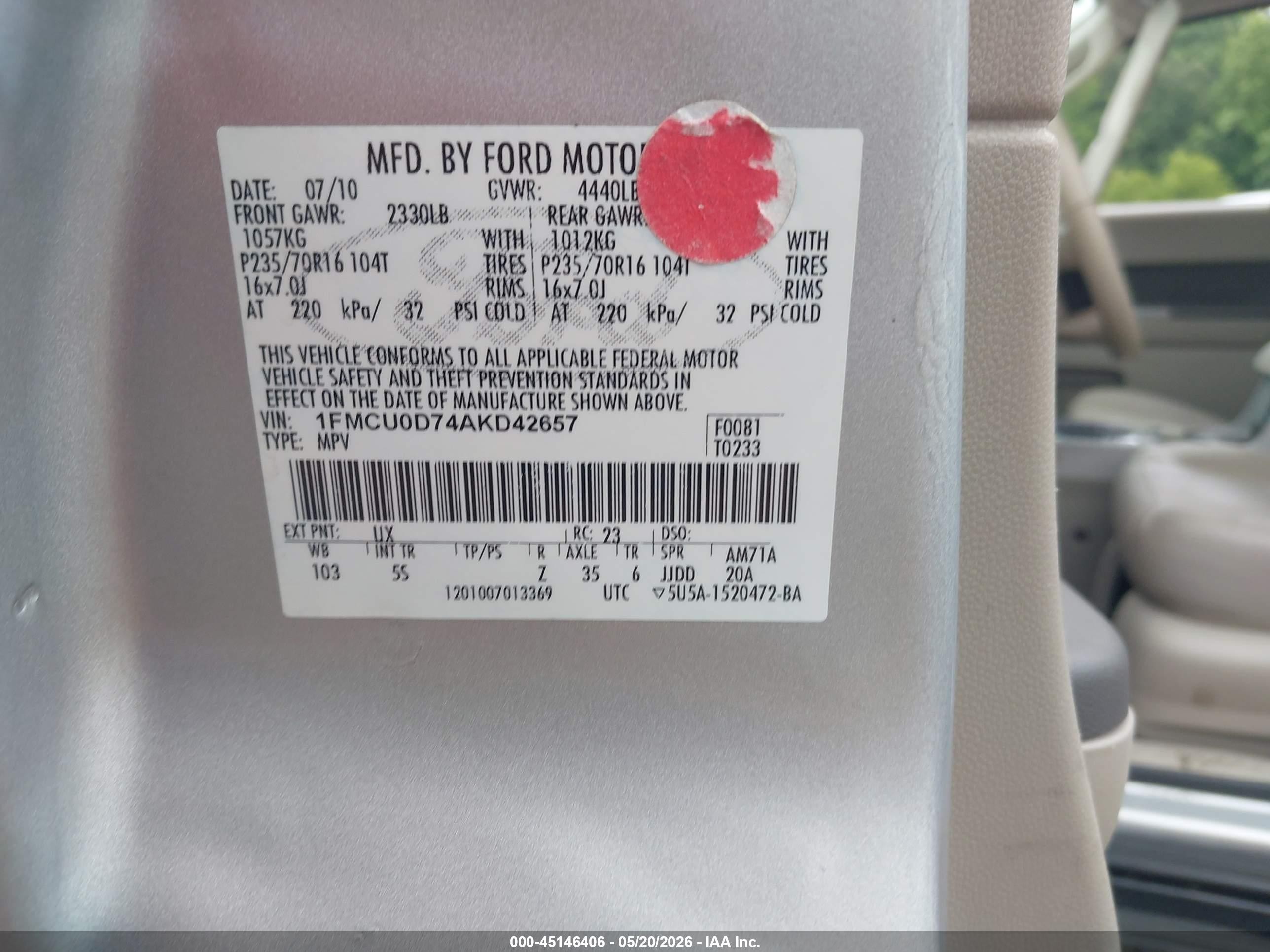 2010 Ford Escape Xlt Silver vin: 1FMCU0D74AKD42657