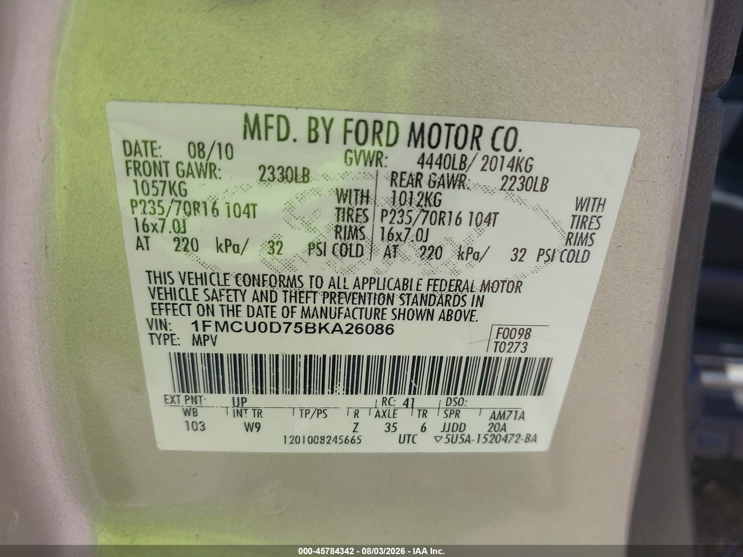 2011 Ford Escape Xlt Gold vin: 1FMCU0D75BKA26086