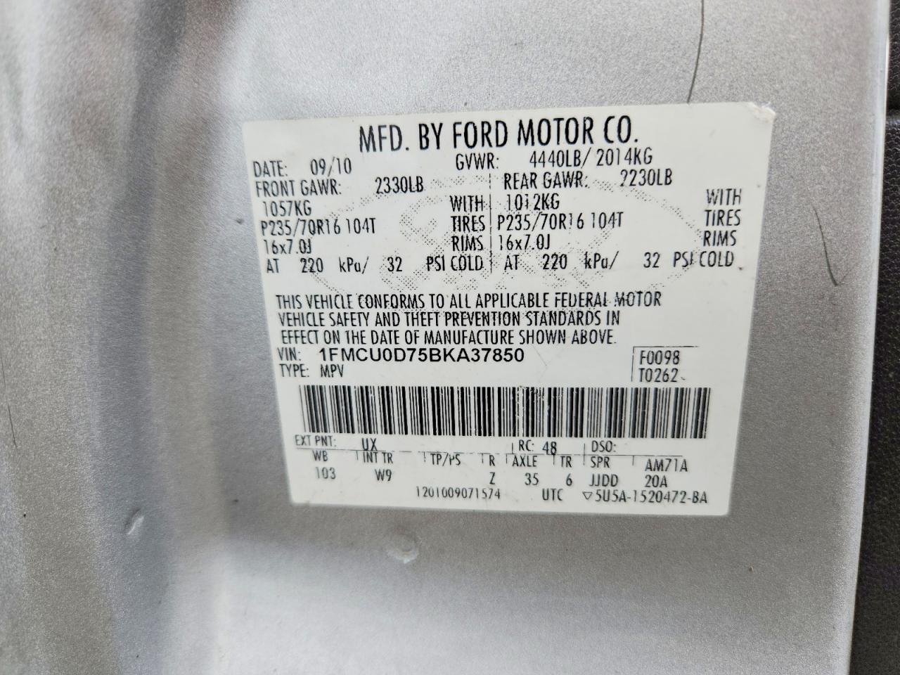 2011 Ford Escape Xlt Silver vin: 1FMCU0D75BKA37850