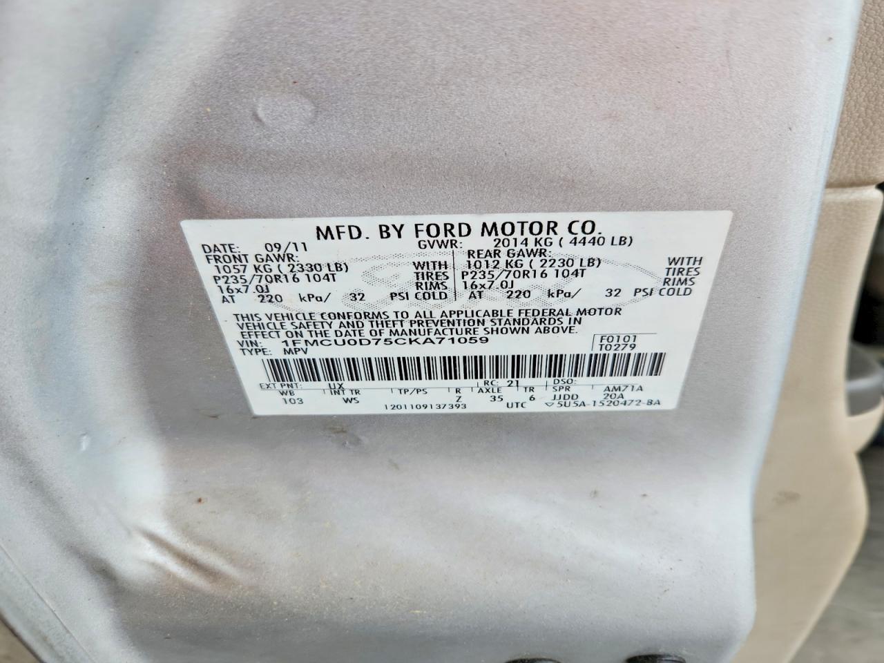 2012 Ford Escape Xlt Silver vin: 1FMCU0D75CKA71059