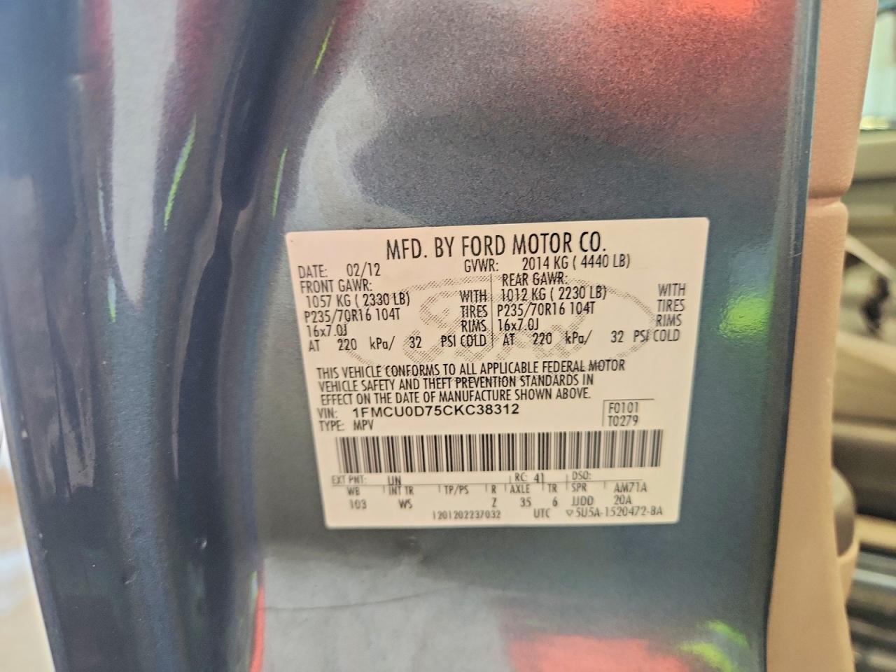 2012 Ford Escape Xlt Blue vin: 1FMCU0D75CKC38312