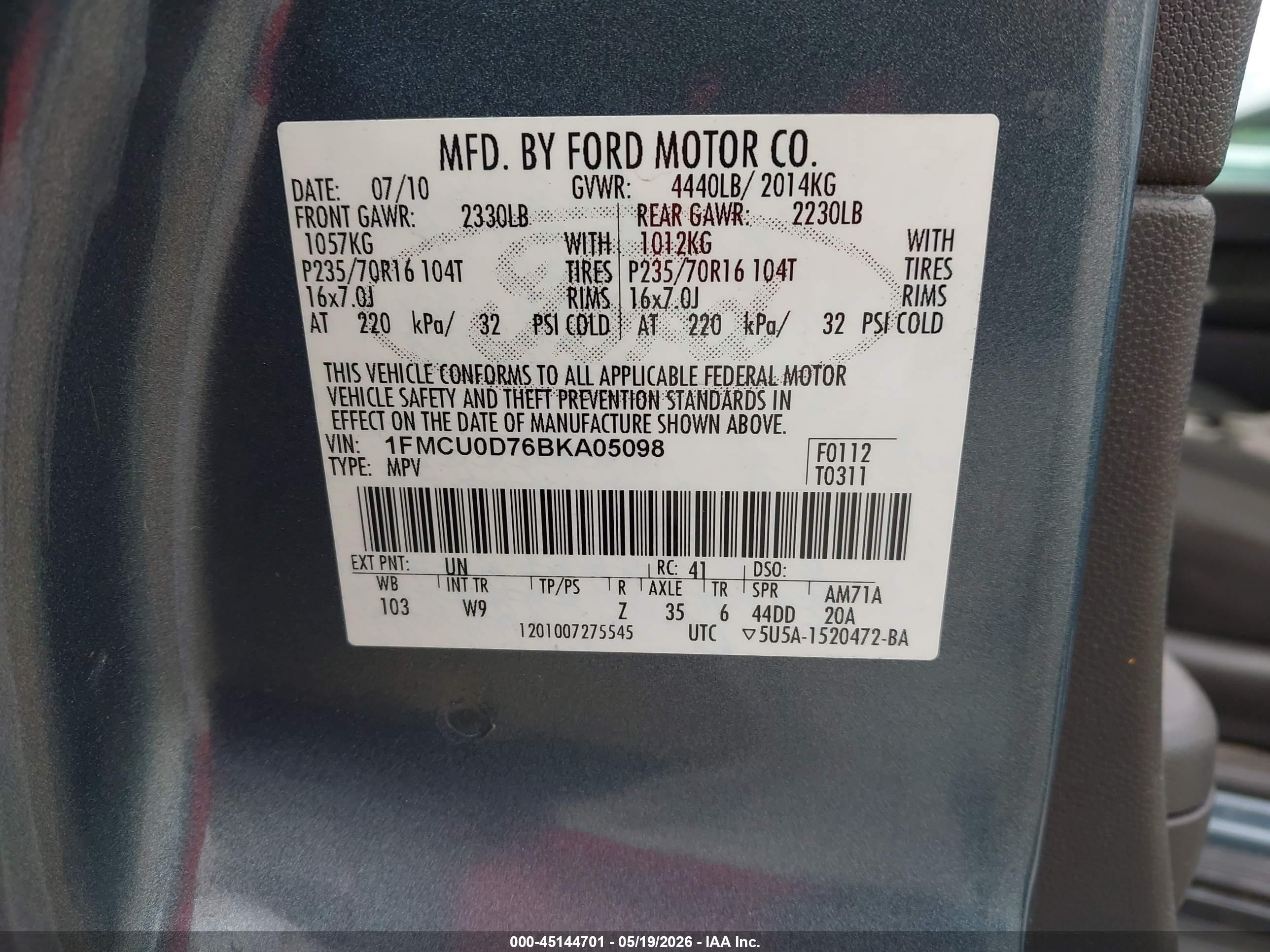 2011 Ford Escape Xlt Blue vin: 1FMCU0D76BKA05098