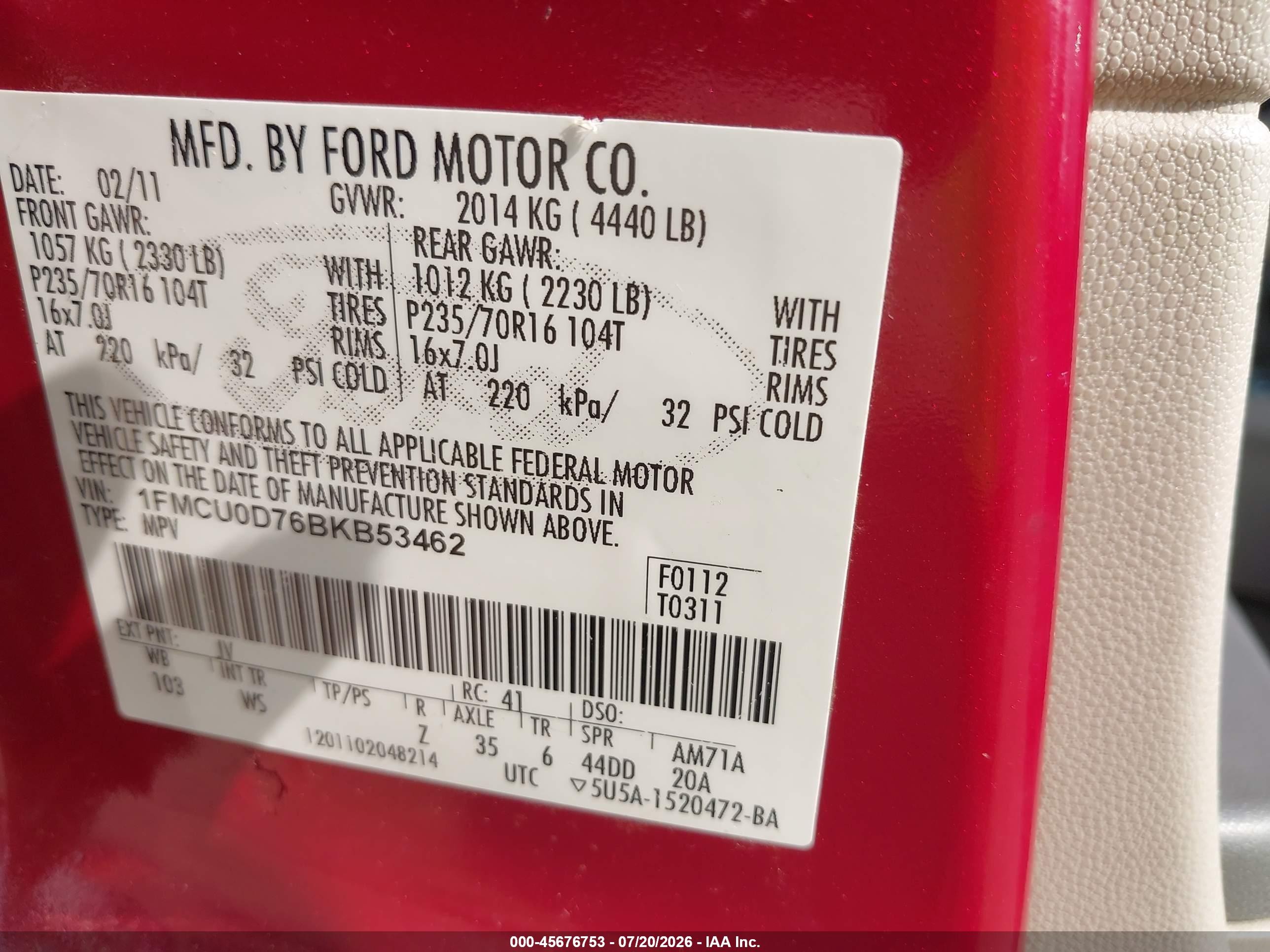 2011 Ford Escape Xlt Burgundy vin: 1FMCU0D76BKB53462