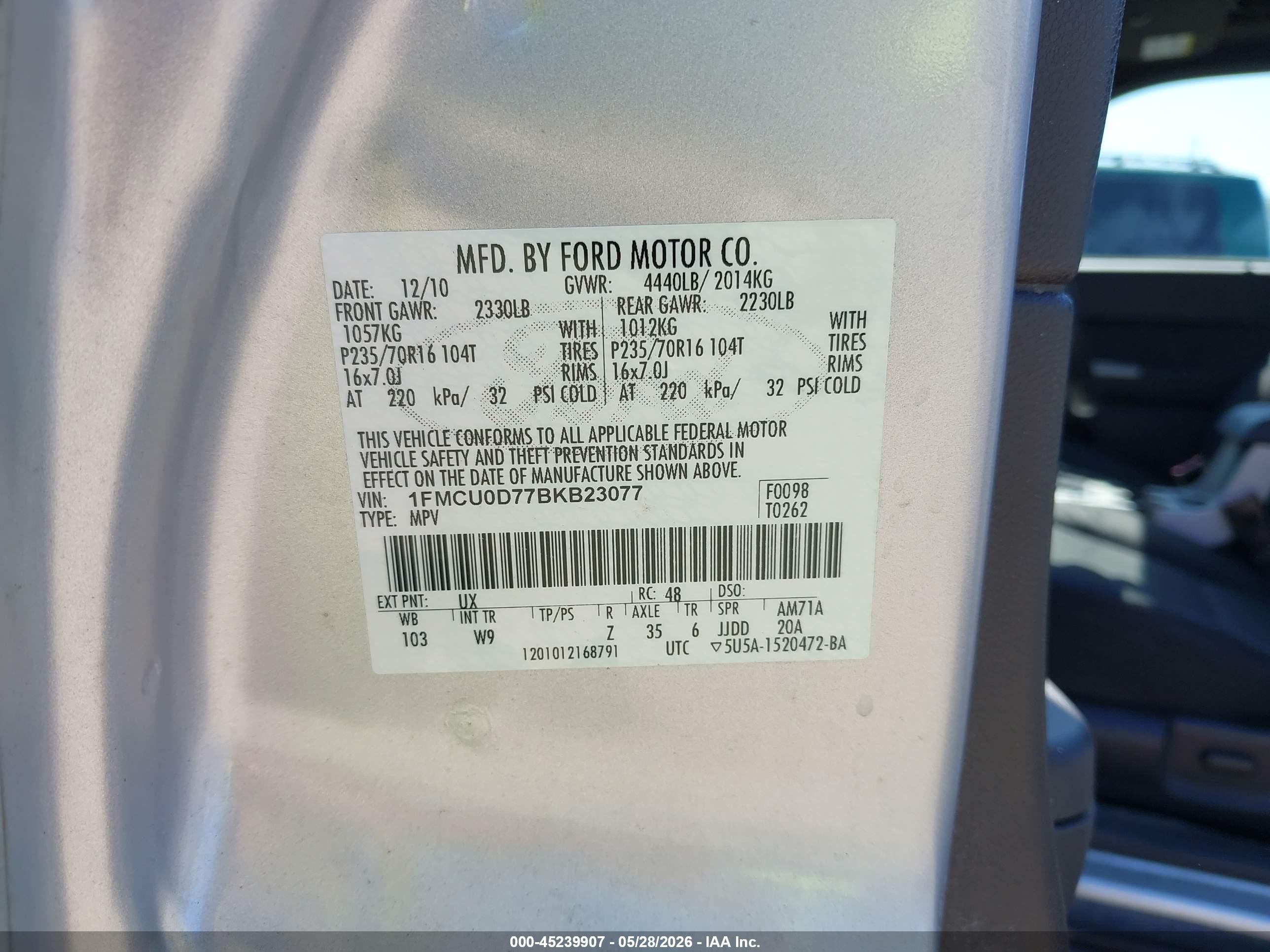 2011 Ford Escape Xlt Silver vin: 1FMCU0D77BKB23077