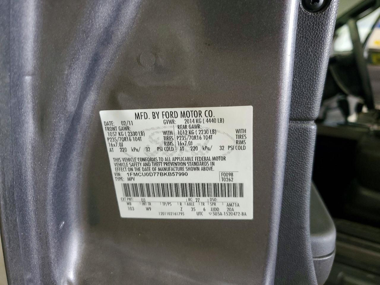 2011 Ford Escape Xlt Gray vin: 1FMCU0D77BKB57990