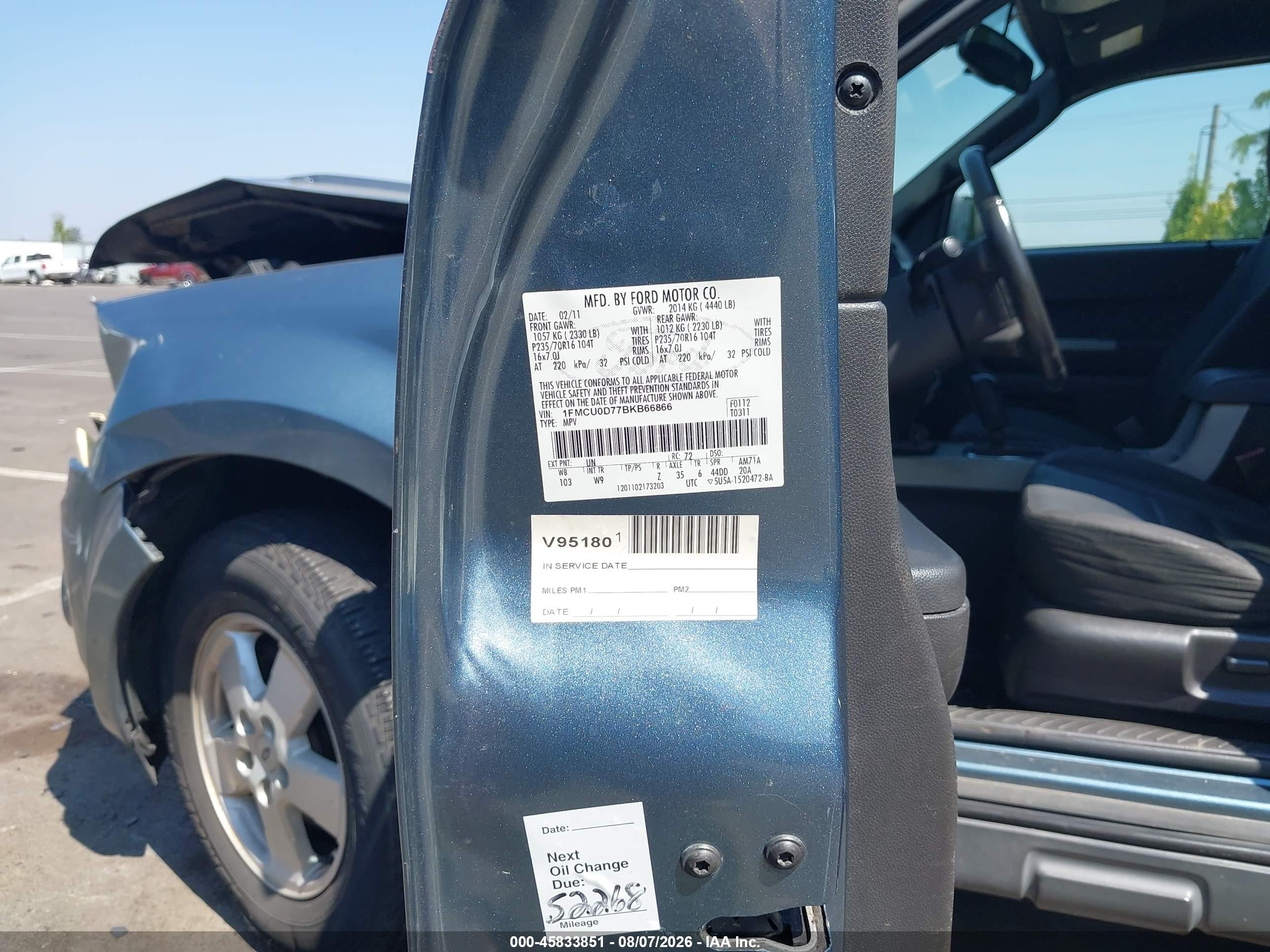 2011 Ford Escape Xlt Blue vin: 1FMCU0D77BKB66866