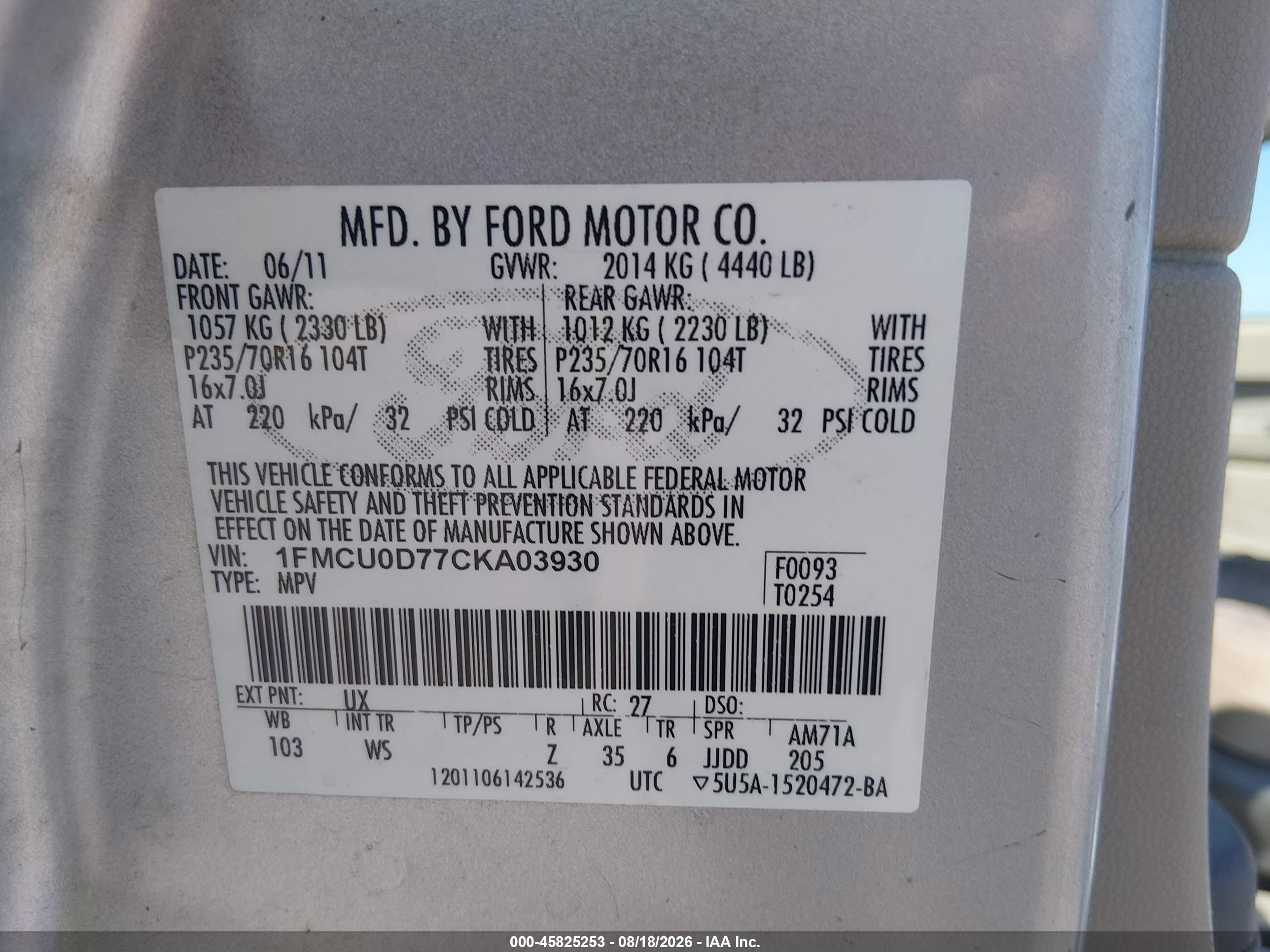 2012 Ford Escape Xlt Серебряный vin: 1FMCU0D77CKA03930