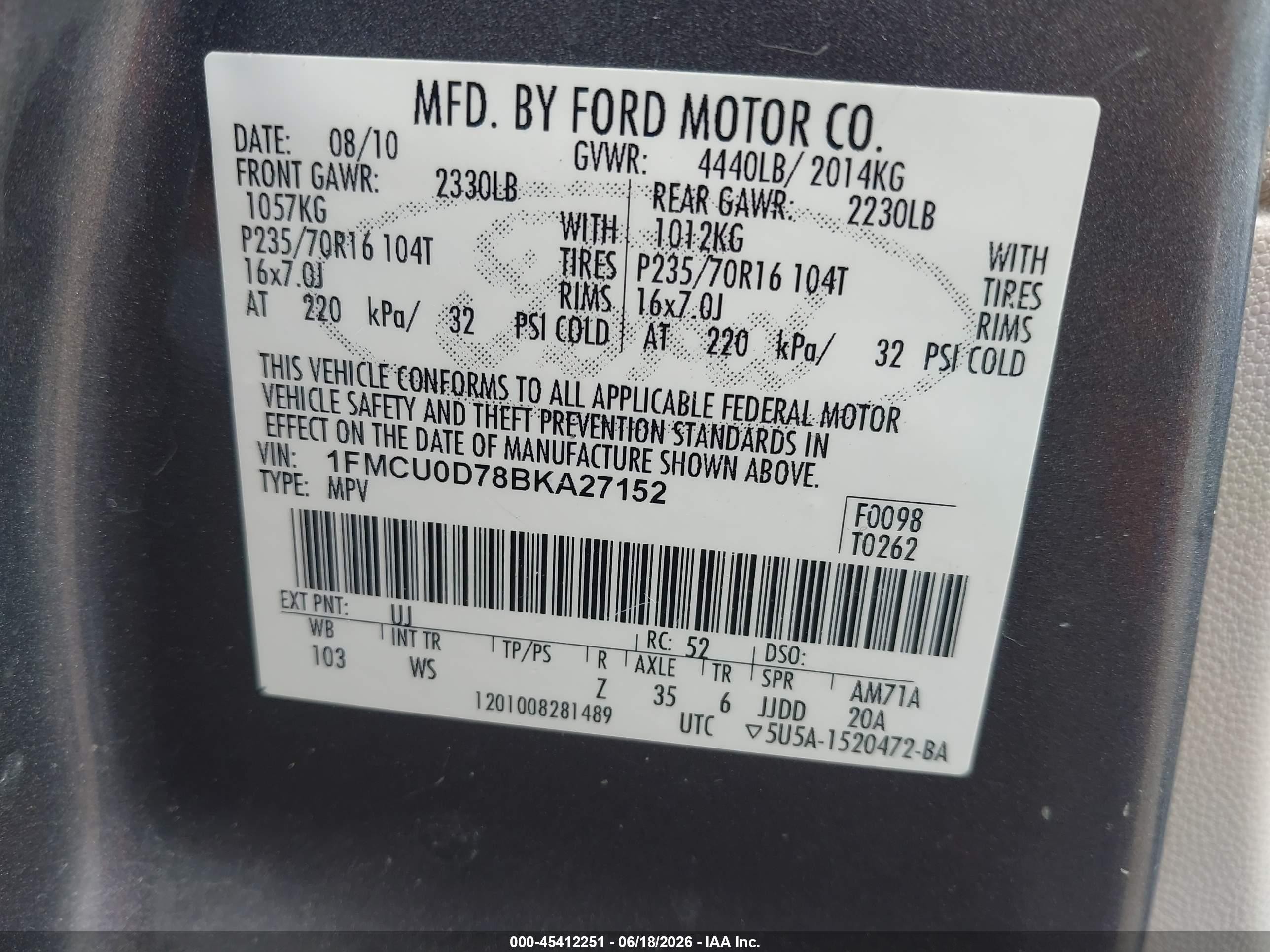 2011 Ford Escape Xlt Gray vin: 1FMCU0D78BKA27152