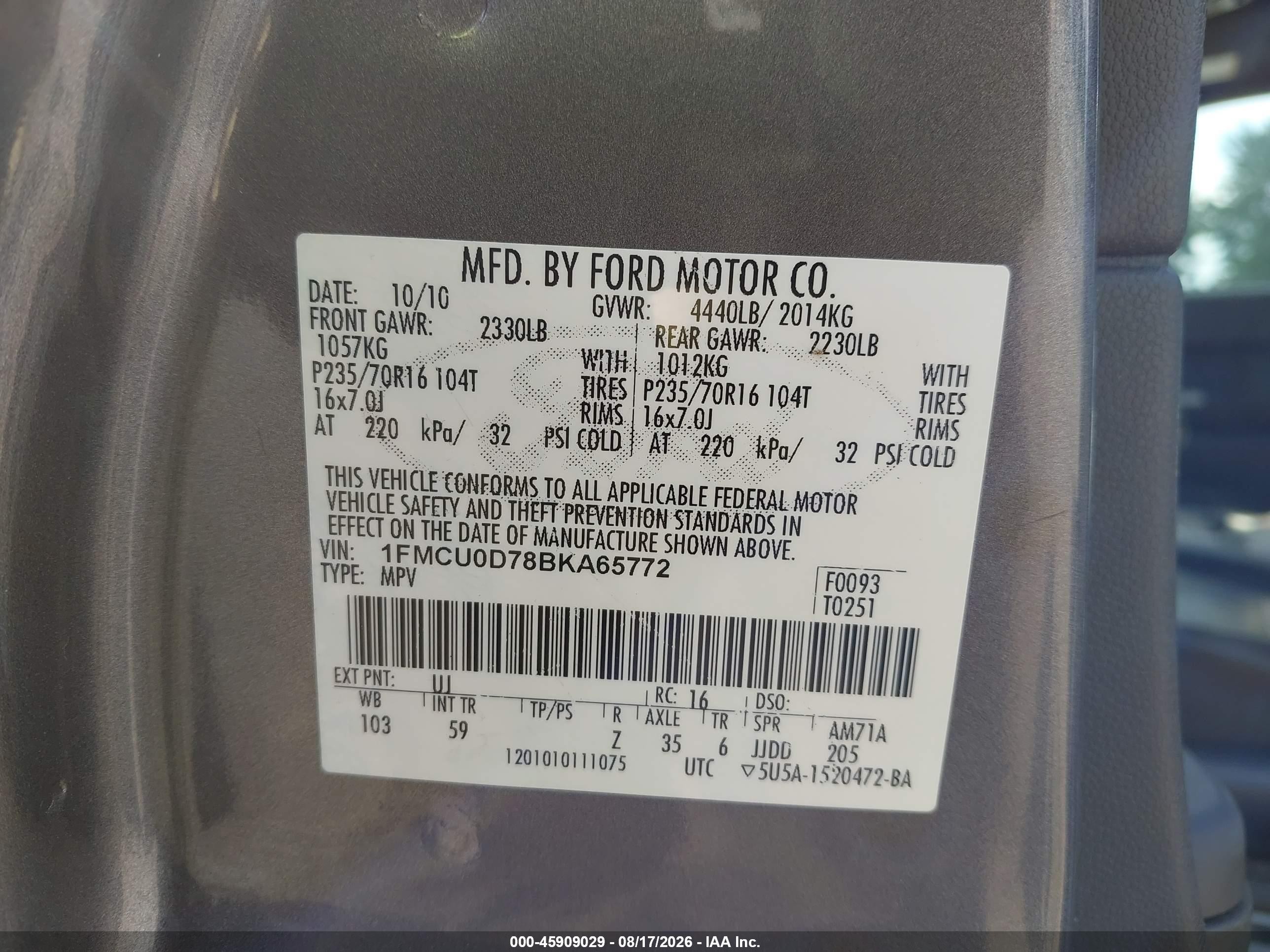 2011 Ford Escape Xlt Gray vin: 1FMCU0D78BKA65772