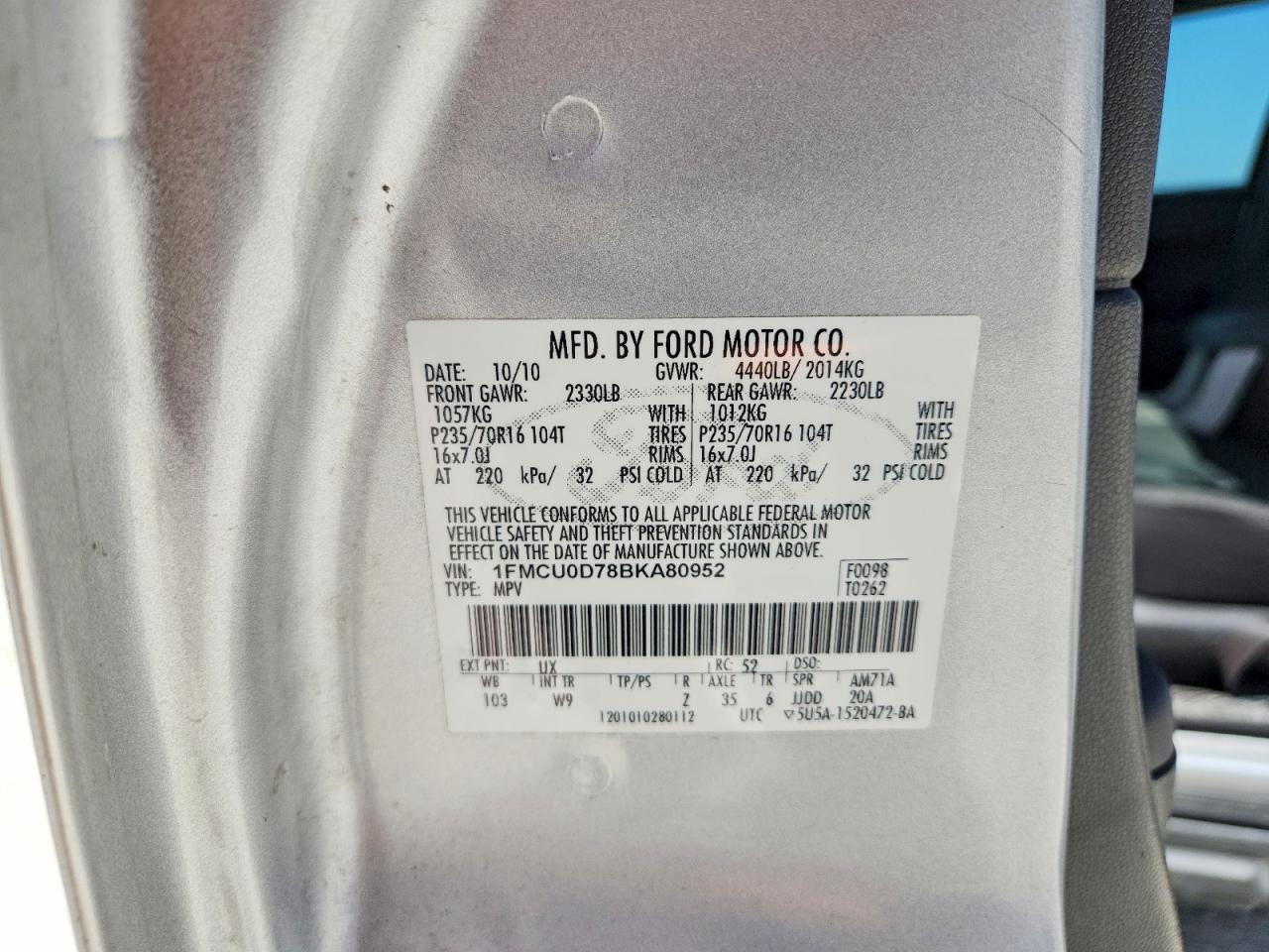 2011 Ford Escape Xlt Silver vin: 1FMCU0D78BKA80952