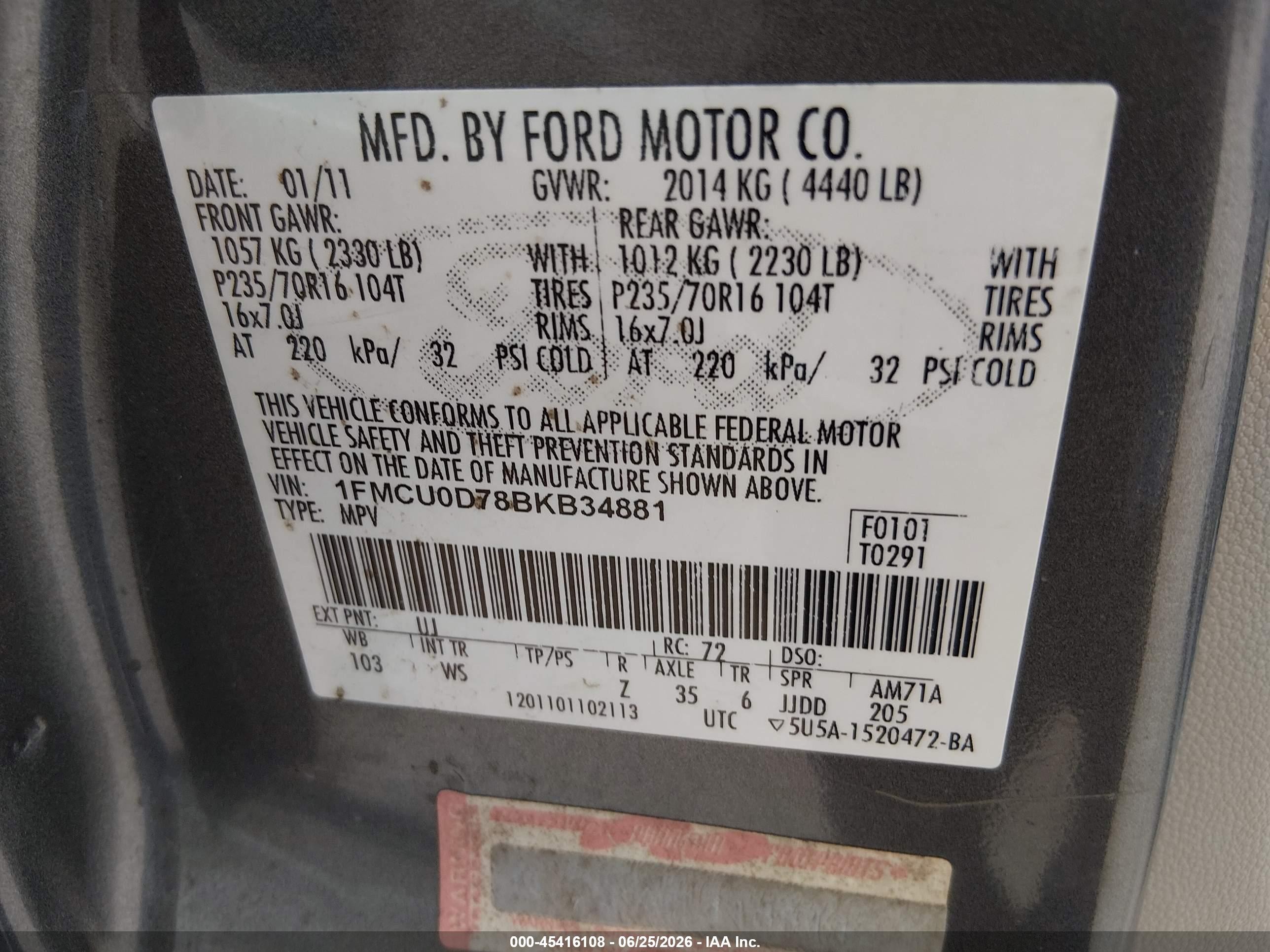 2011 Ford Escape Xlt Зеленый vin: 1FMCU0D78BKB34881