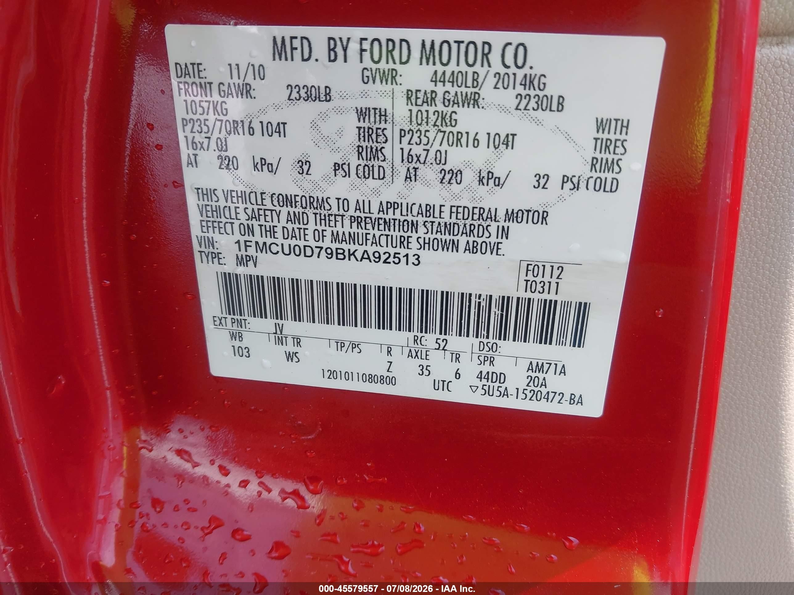 2011 Ford Escape Xlt Red vin: 1FMCU0D79BKA92513