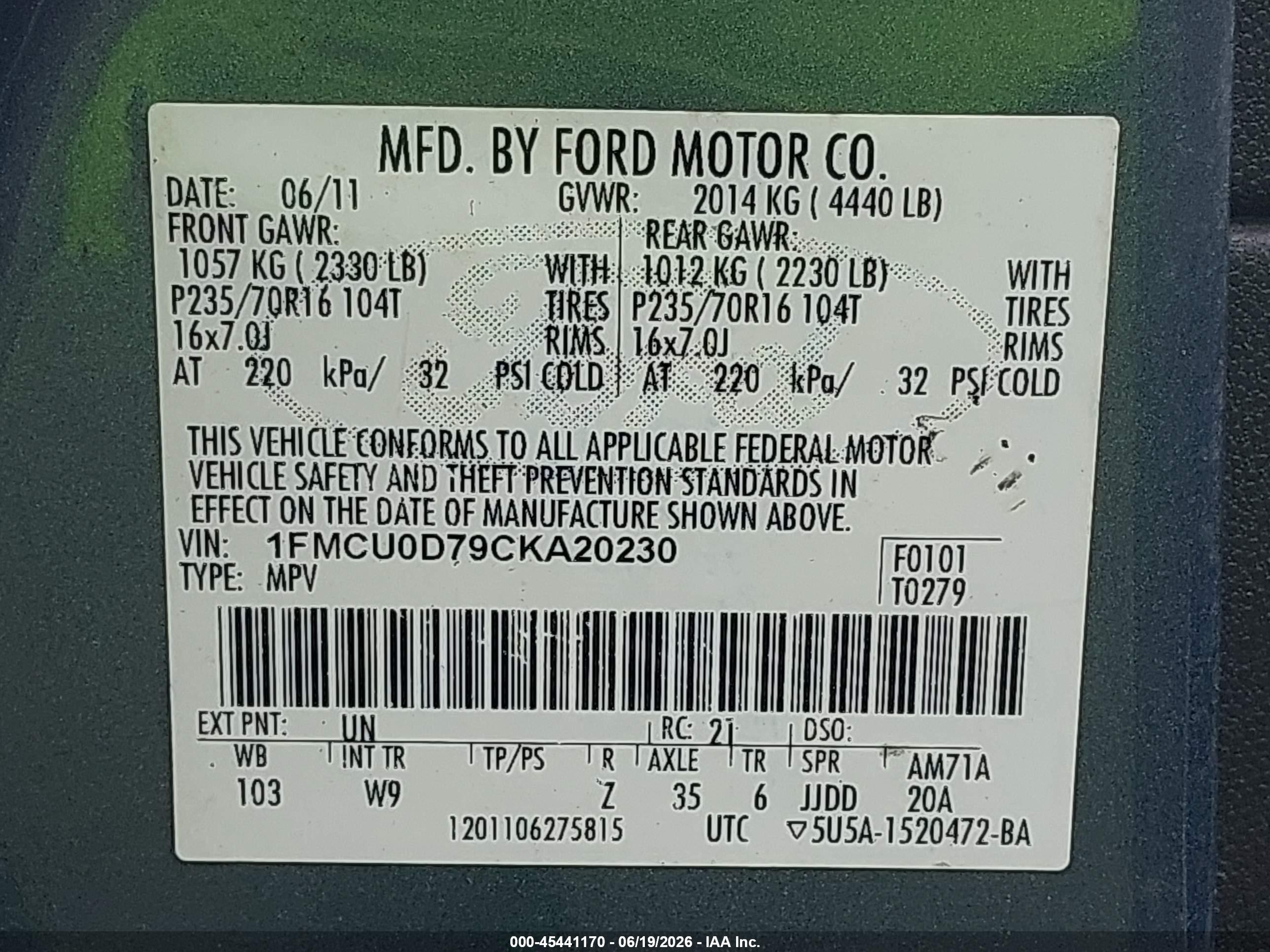 2012 Ford Escape Xlt Blue vin: 1FMCU0D79CKA20230