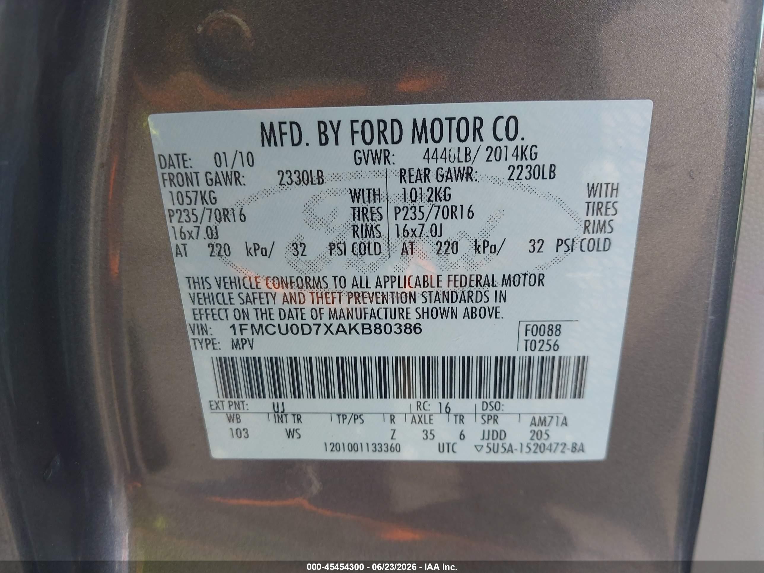 2010 Ford Escape Xlt Gray vin: 1FMCU0D7XAKB80386