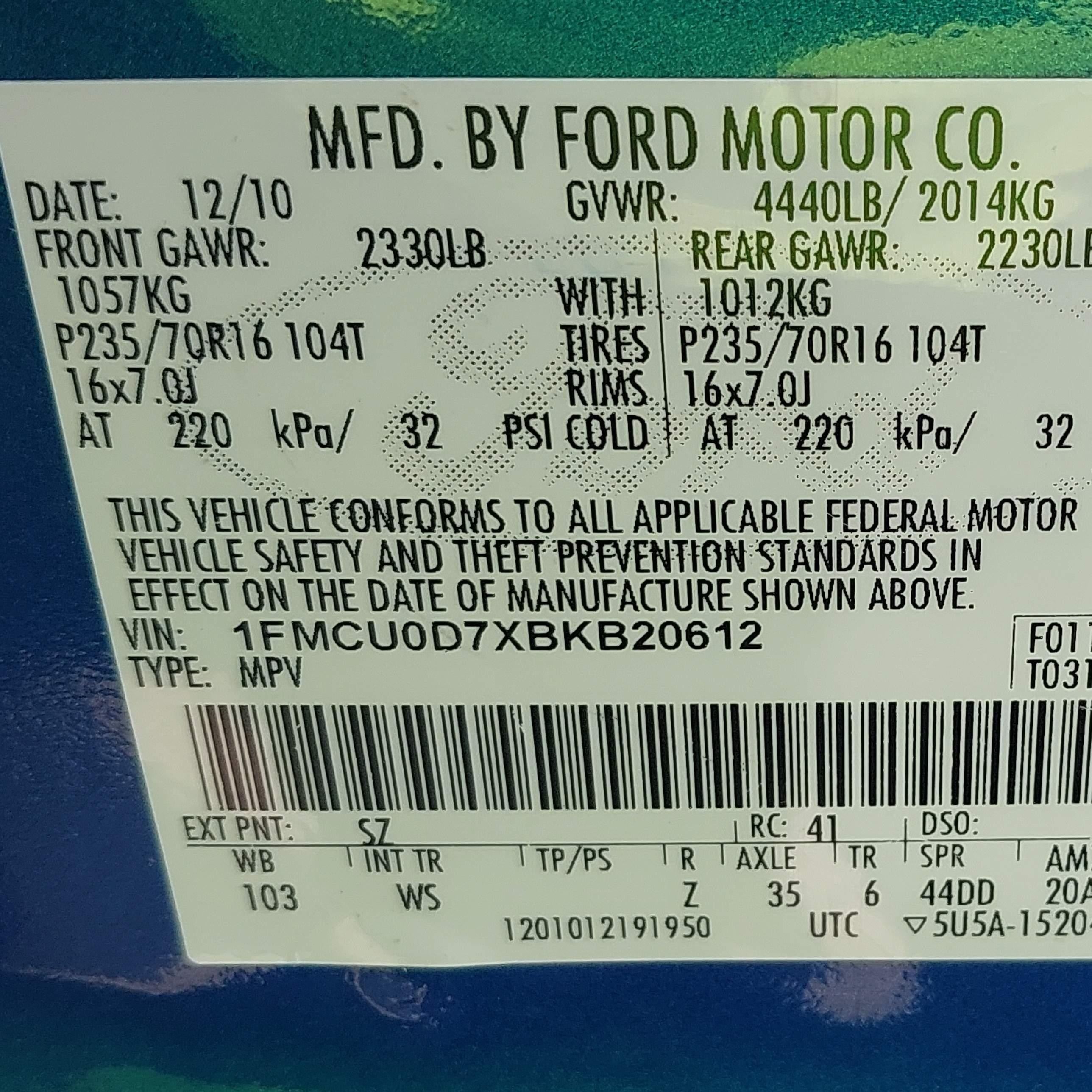 2011 Ford Escape Xlt Blue vin: 1FMCU0D7XBKB20612