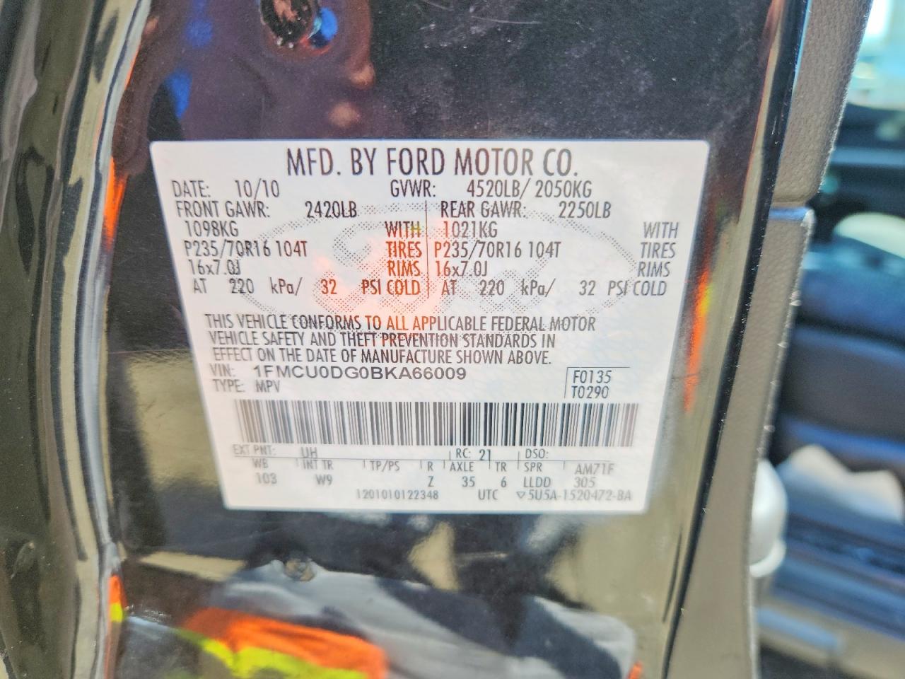 2011 Ford Escape Xlt Black vin: 1FMCU0DG0BKA66009