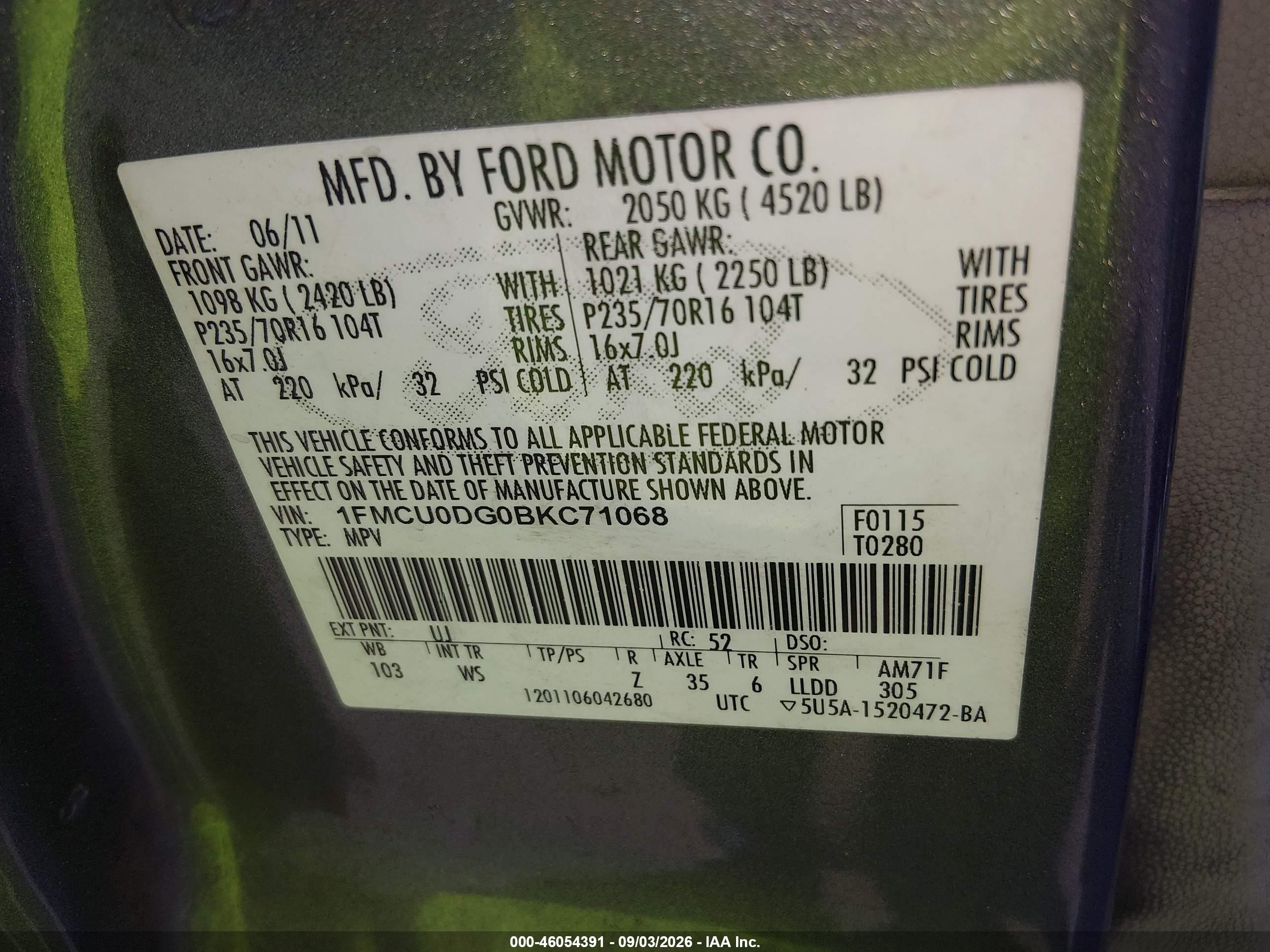 2011 Ford Escape Xlt Gray vin: 1FMCU0DG0BKC71068