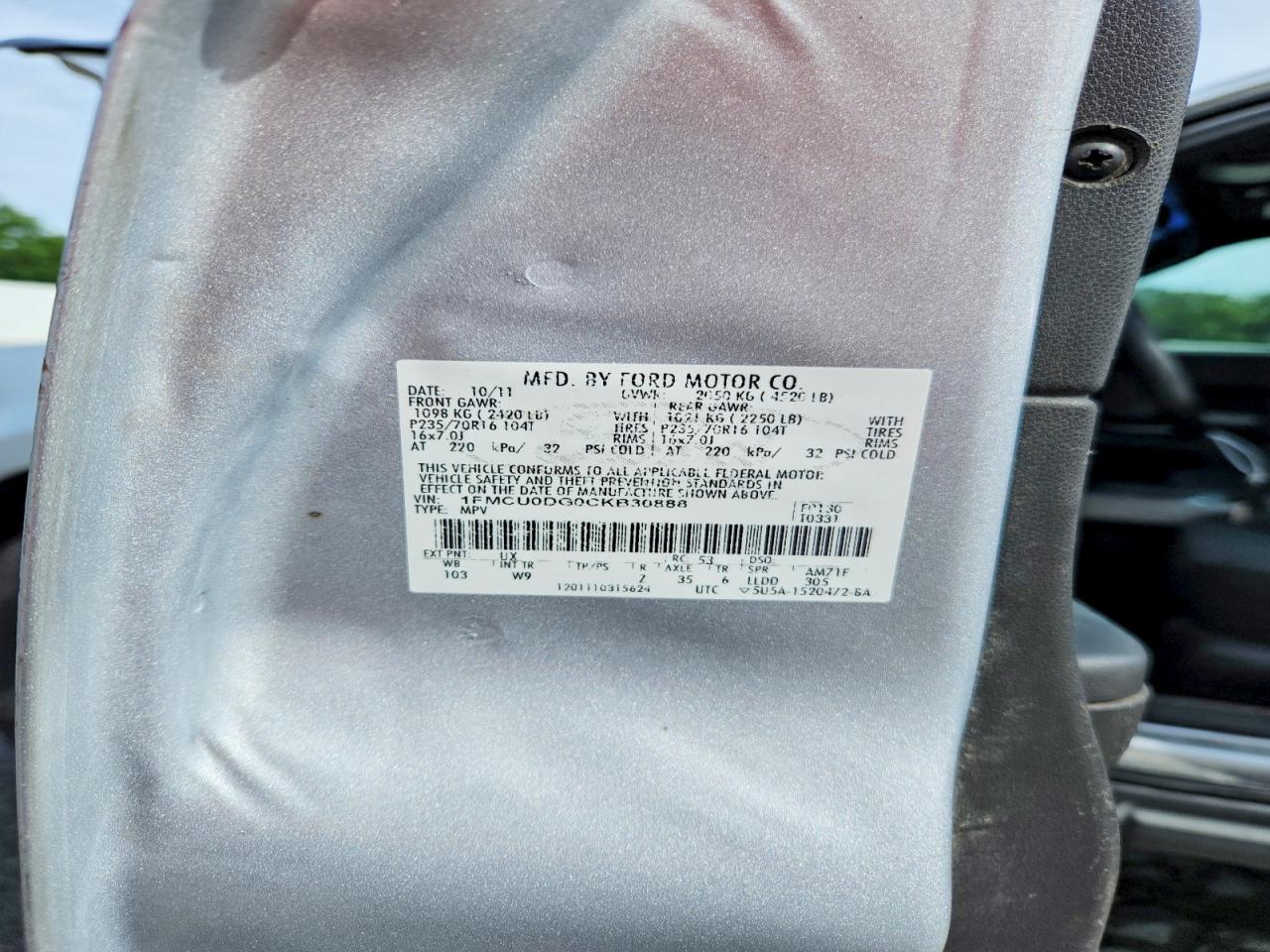 2012 Ford Escape Xlt Silver vin: 1FMCU0DG0CKB30888