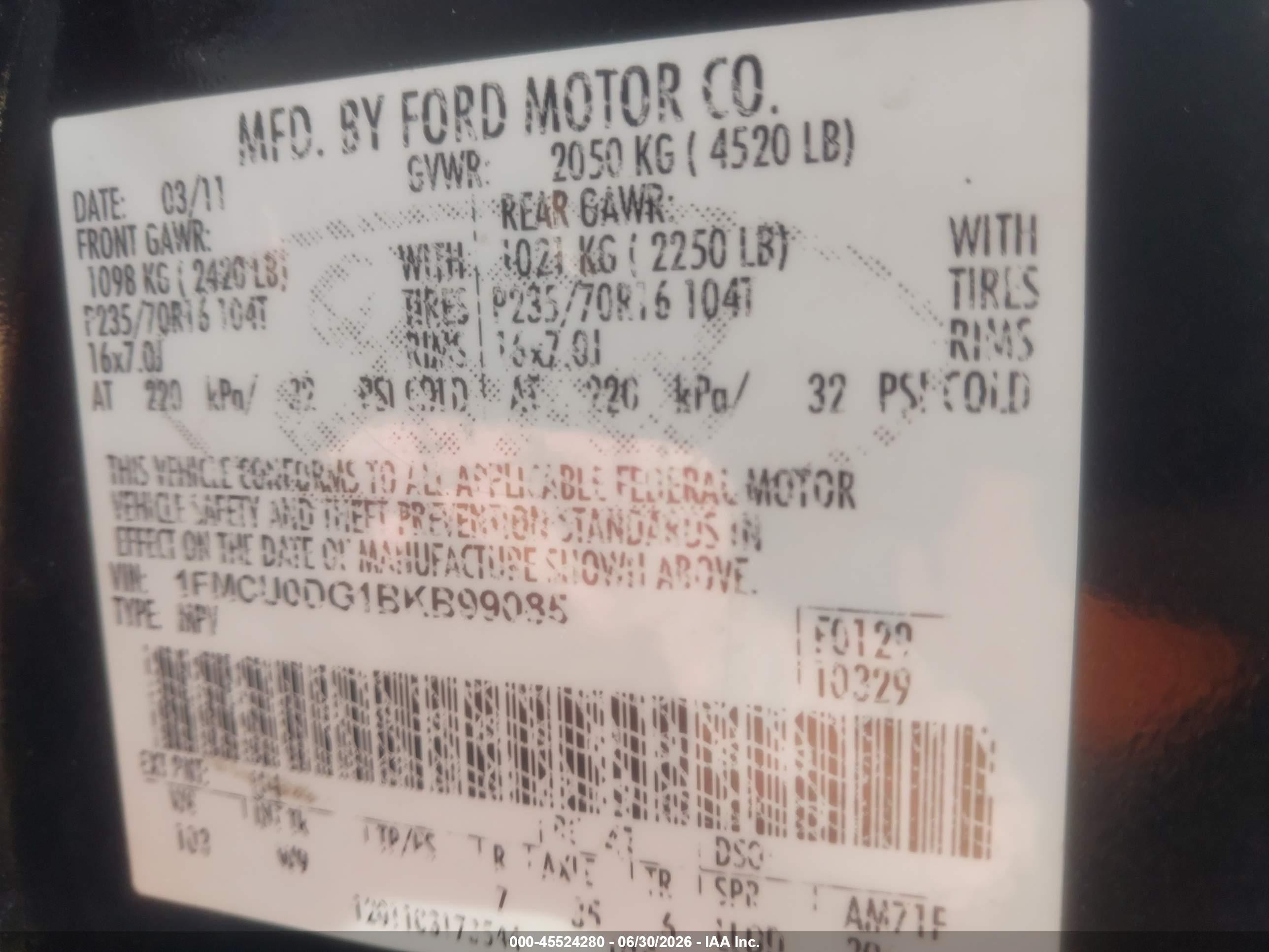 2011 Ford Escape Xlt Black vin: 1FMCU0DG1BKB99085
