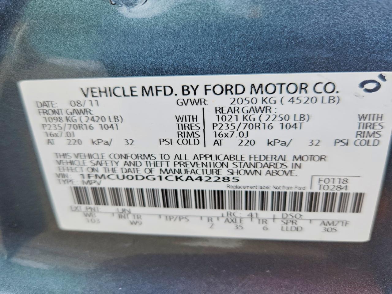 2012 Ford Escape Xlt Синий vin: 1FMCU0DG1CKA42285