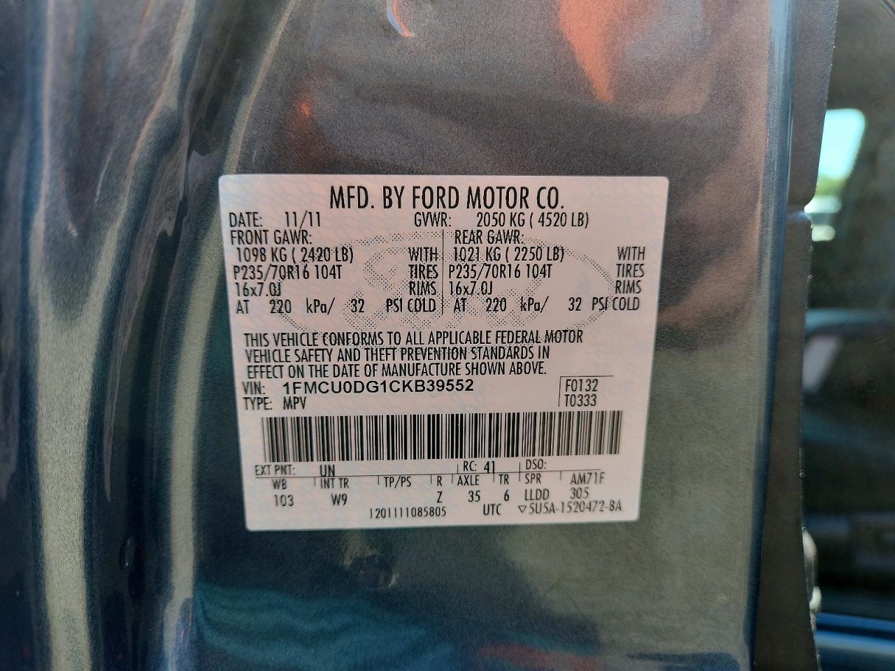 2012 Ford Escape Xlt Blue vin: 1FMCU0DG1CKB39552