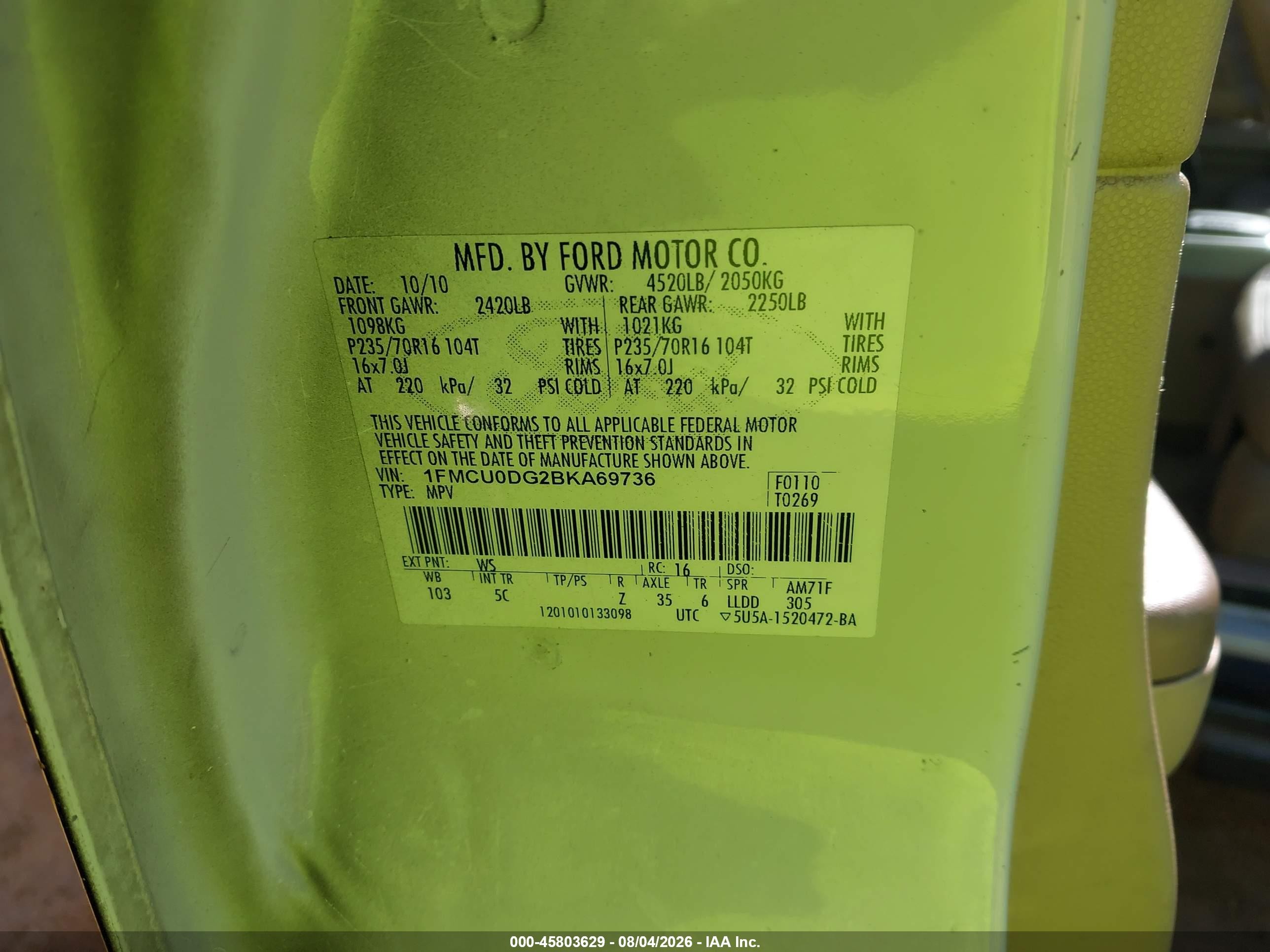 2011 Ford Escape Xlt Черный vin: 1FMCU0DG2BKA69736