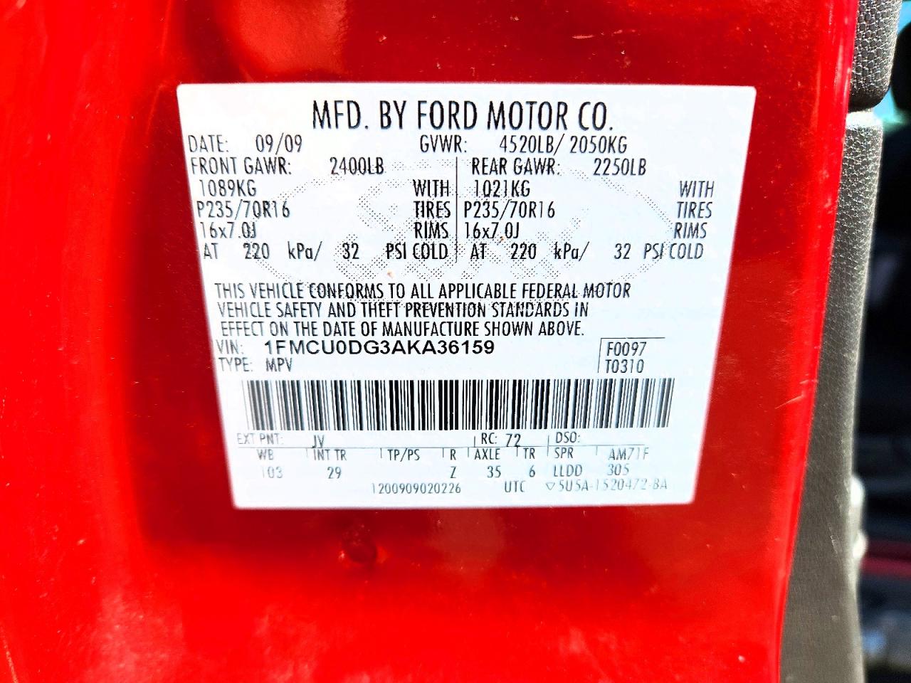 2010 Ford Escape Xlt Red vin: 1FMCU0DG3AKA36159