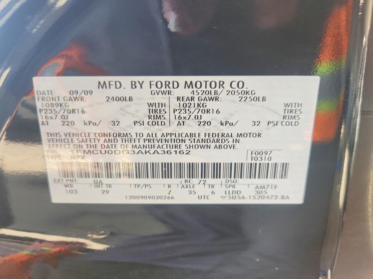 2010 Ford Escape Xlt Black vin: 1FMCU0DG3AKA36162