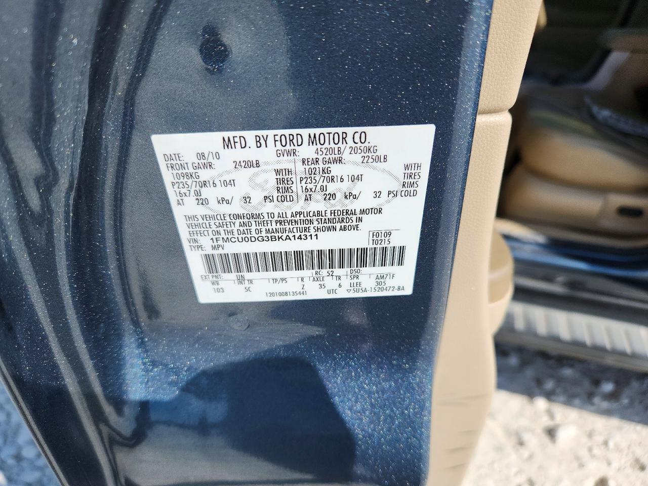 2011 Ford Escape Xlt Blue vin: 1FMCU0DG3BKA14311