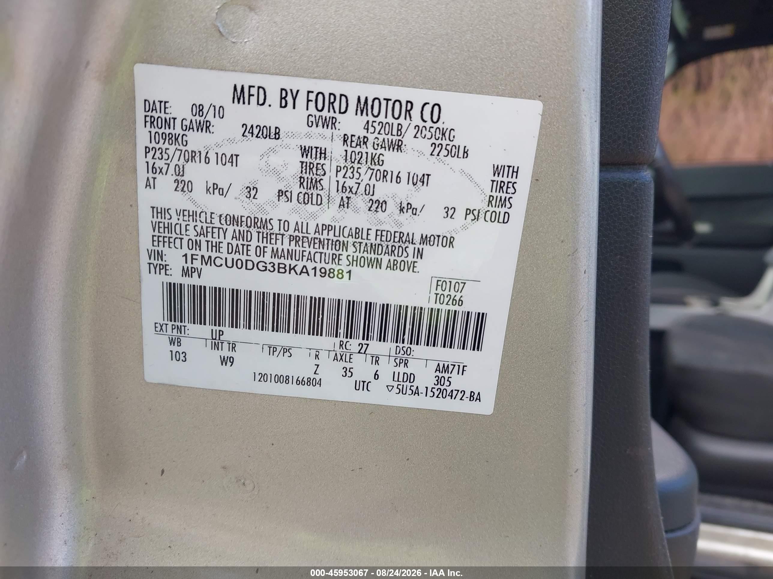 2011 Ford Escape Xlt Золотой vin: 1FMCU0DG3BKA19881