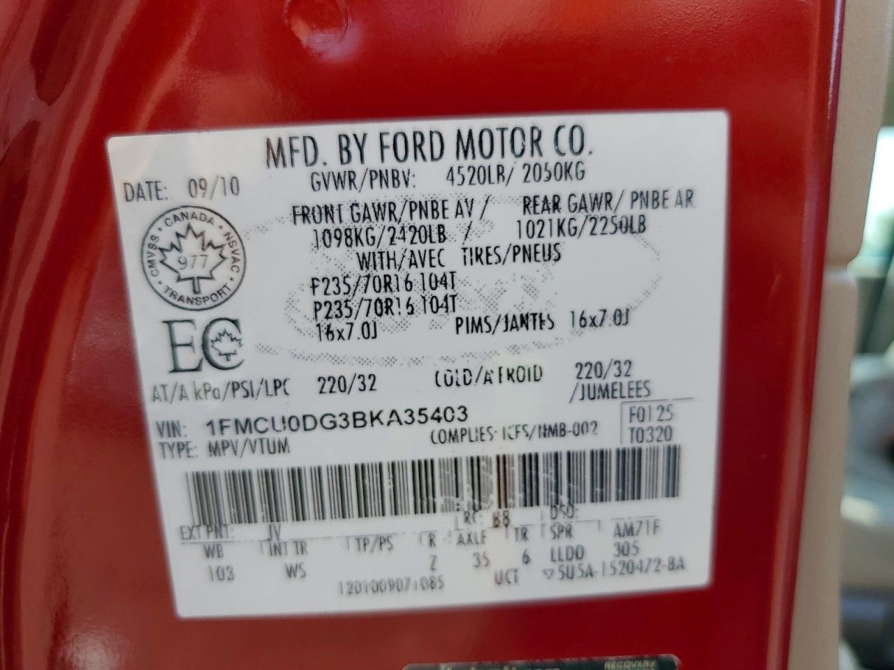 2011 Ford Escape Xlt Красный vin: 1FMCU0DG3BKA35403