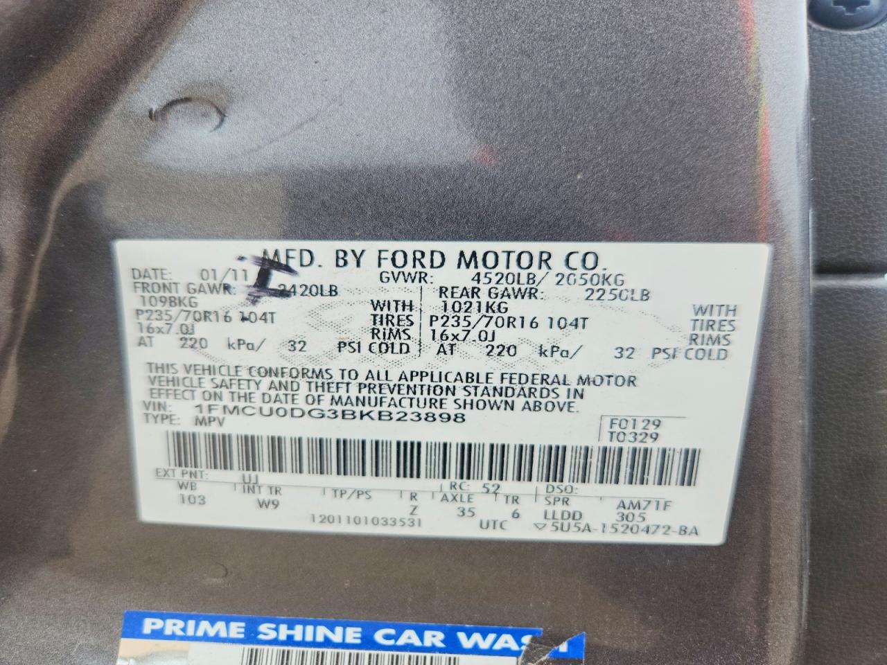 2011 Ford Escape Xlt Gray vin: 1FMCU0DG3BKB23898