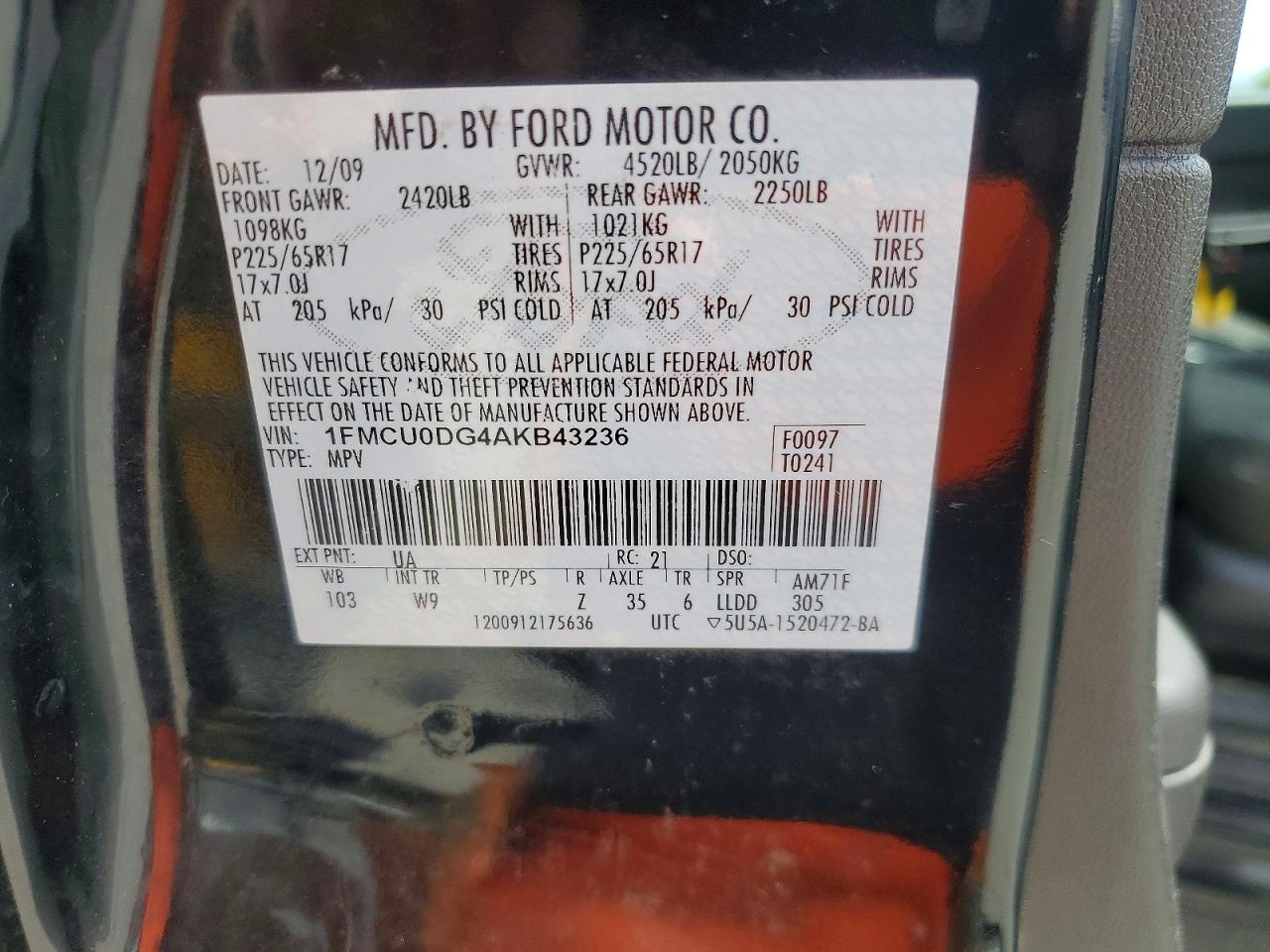 2010 Ford Escape Xlt Black vin: 1FMCU0DG4AKB43236