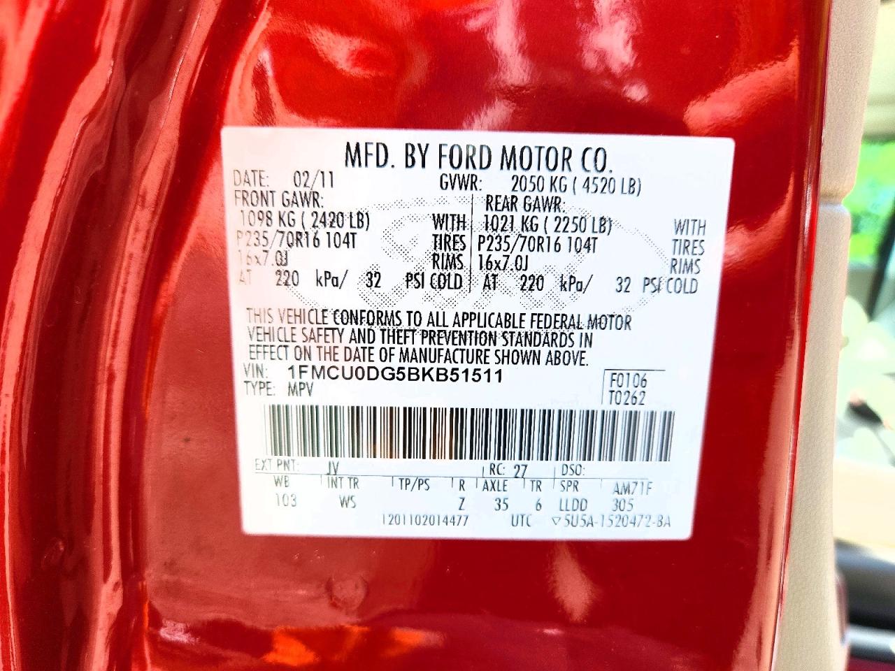 2011 Ford Escape Xlt Red vin: 1FMCU0DG5BKB51511