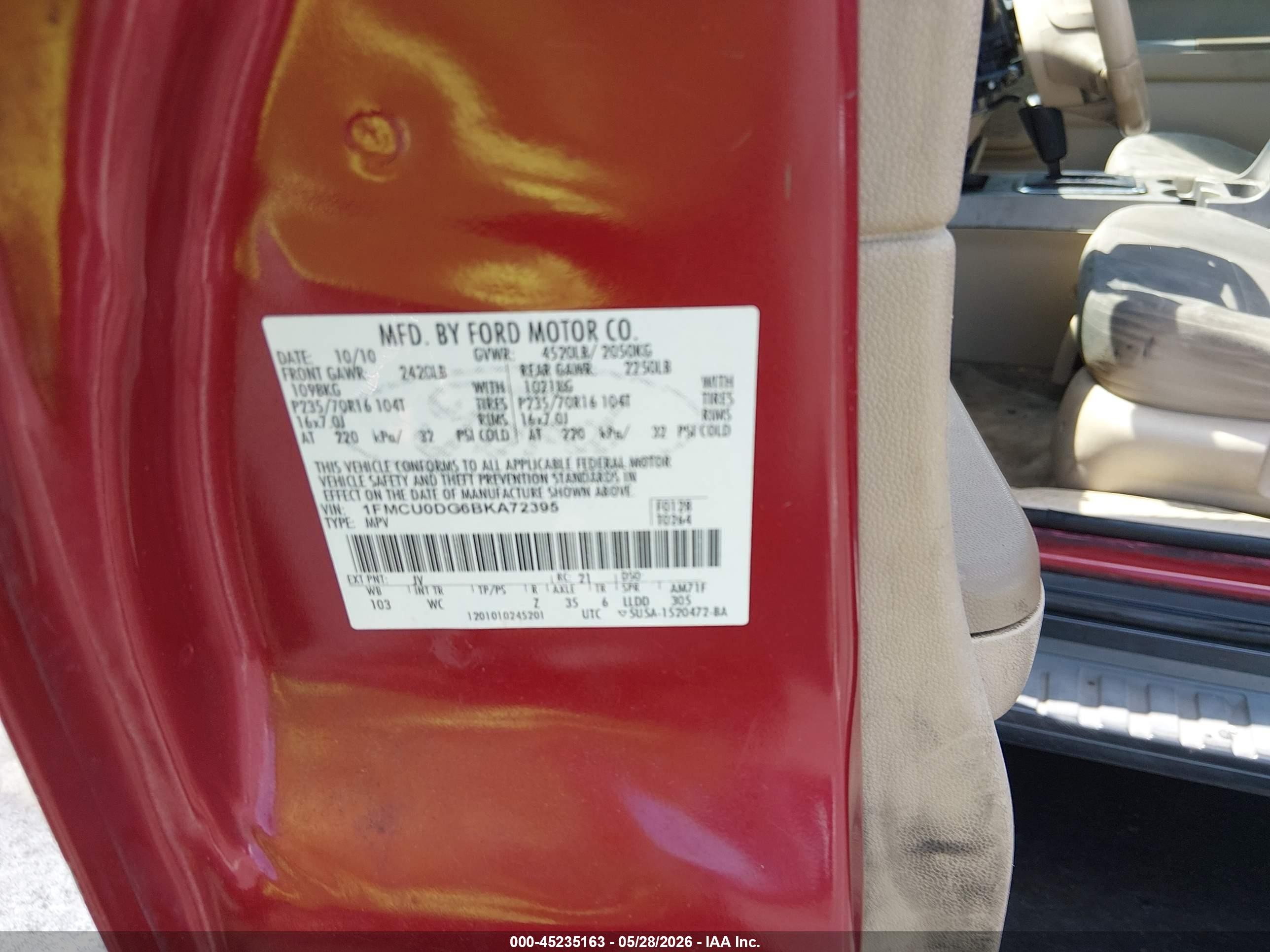 2011 Ford Escape Xlt Red vin: 1FMCU0DG6BKA72395