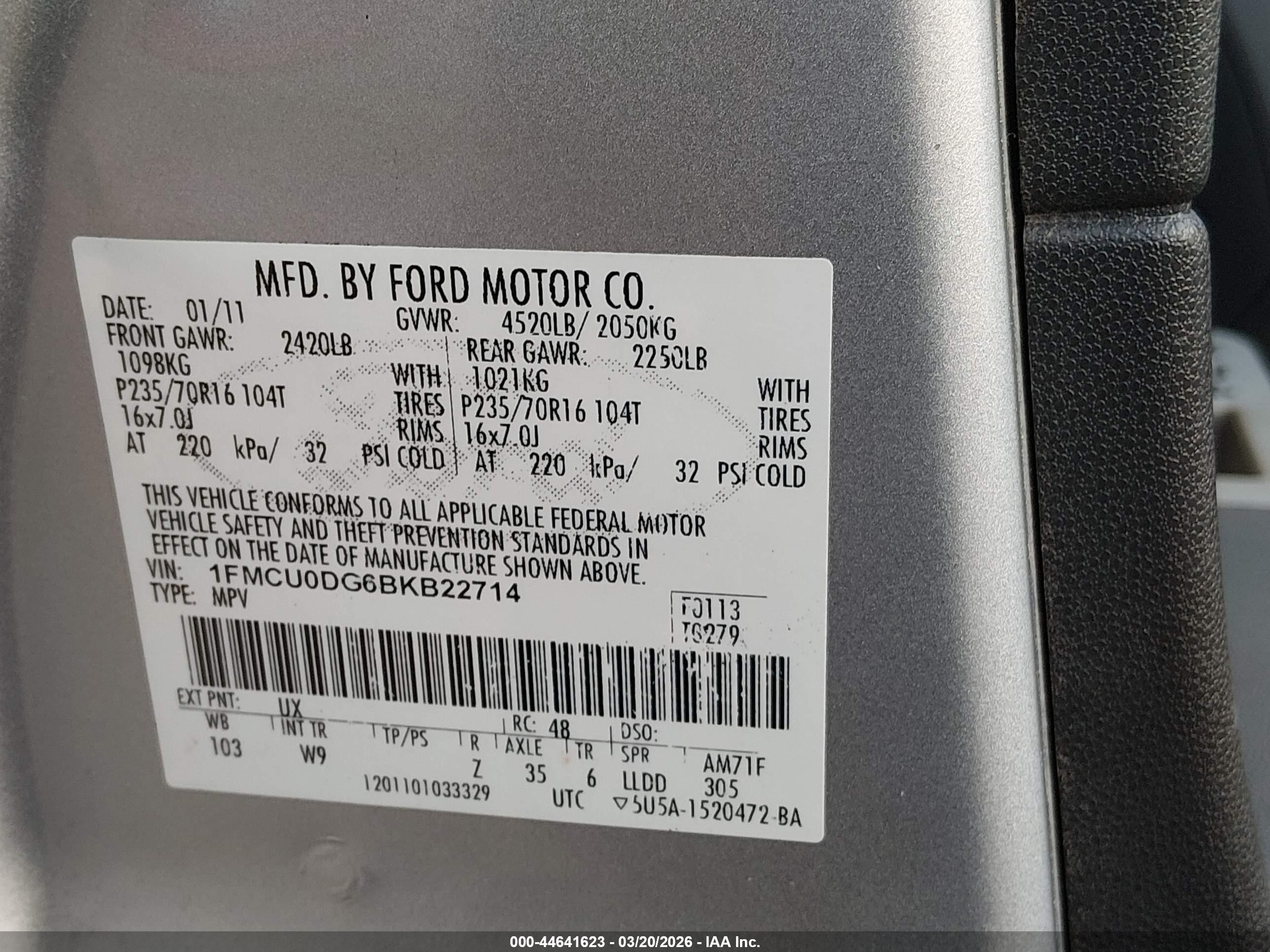 2011 Ford Escape Xlt Gray vin: 1FMCU0DG6BKB22714