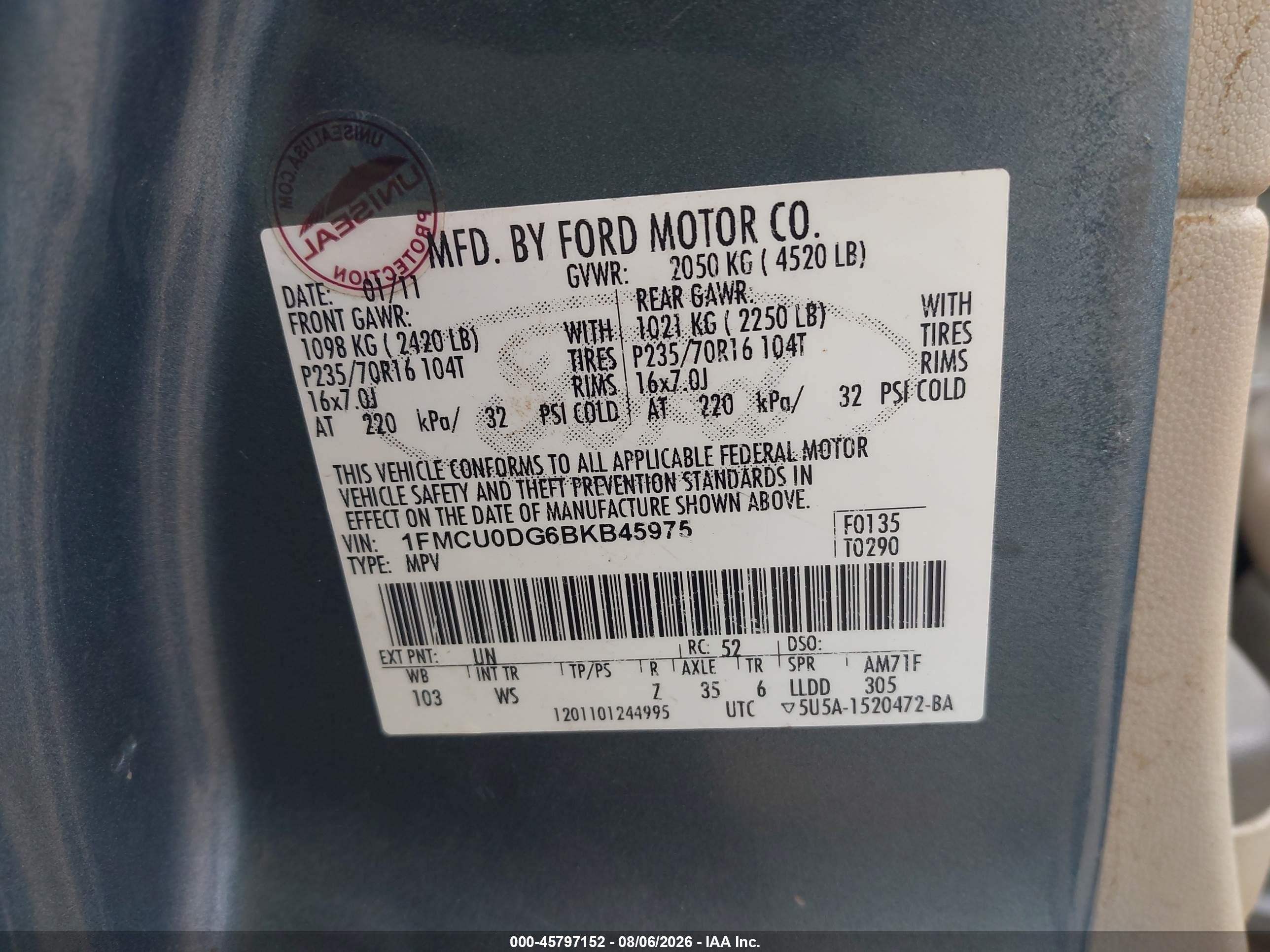 2011 Ford Escape Xlt Blue vin: 1FMCU0DG6BKB45975