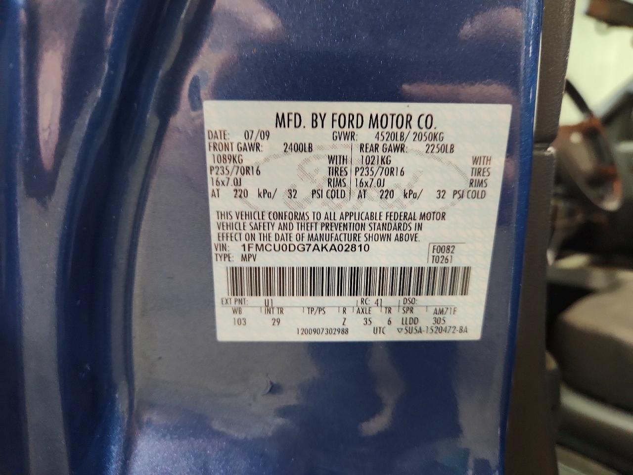 2010 Ford Escape Xlt Blue vin: 1FMCU0DG7AKA02810