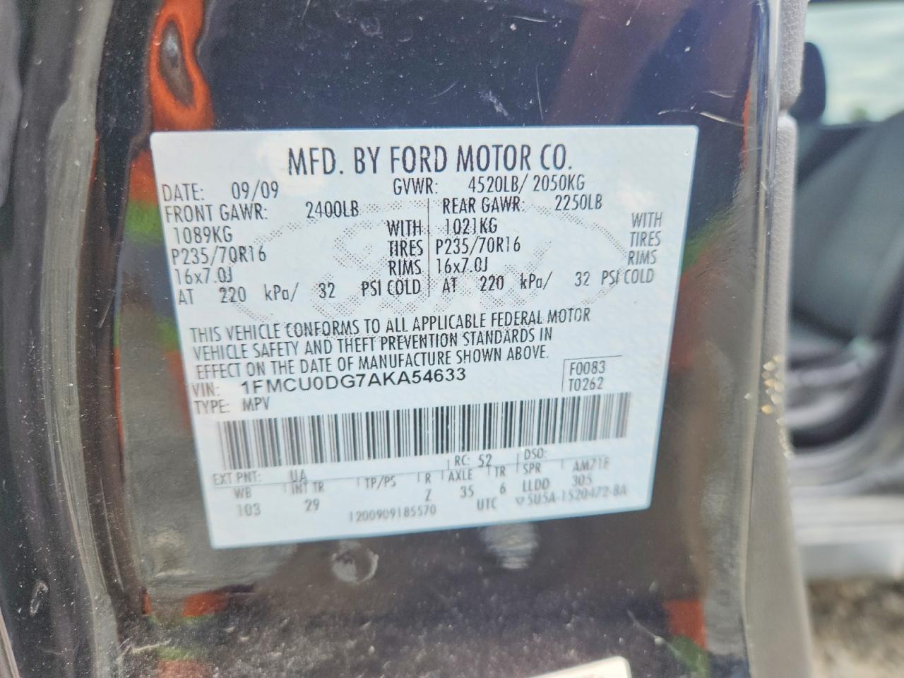2010 Ford Escape Xlt Черный vin: 1FMCU0DG7AKA54633