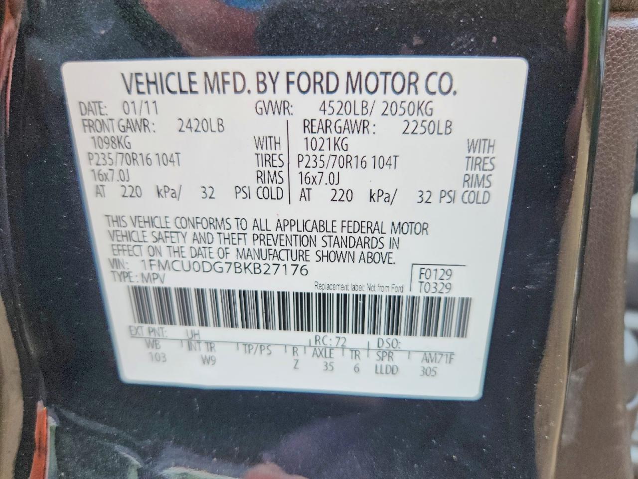 2011 Ford Escape Xlt Black vin: 1FMCU0DG7BKB27176