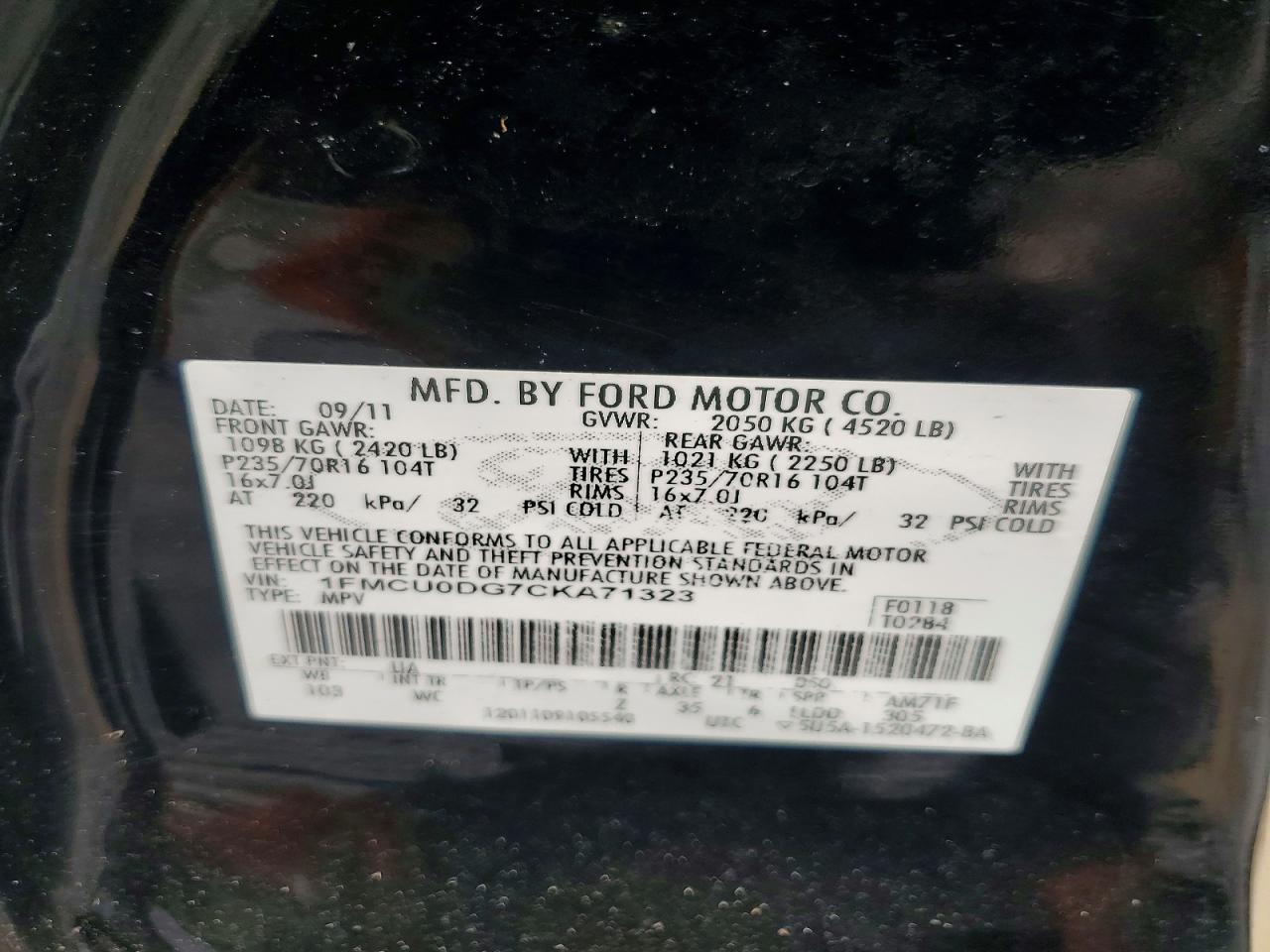 2012 Ford Escape Xlt Черный vin: 1FMCU0DG7CKA71323