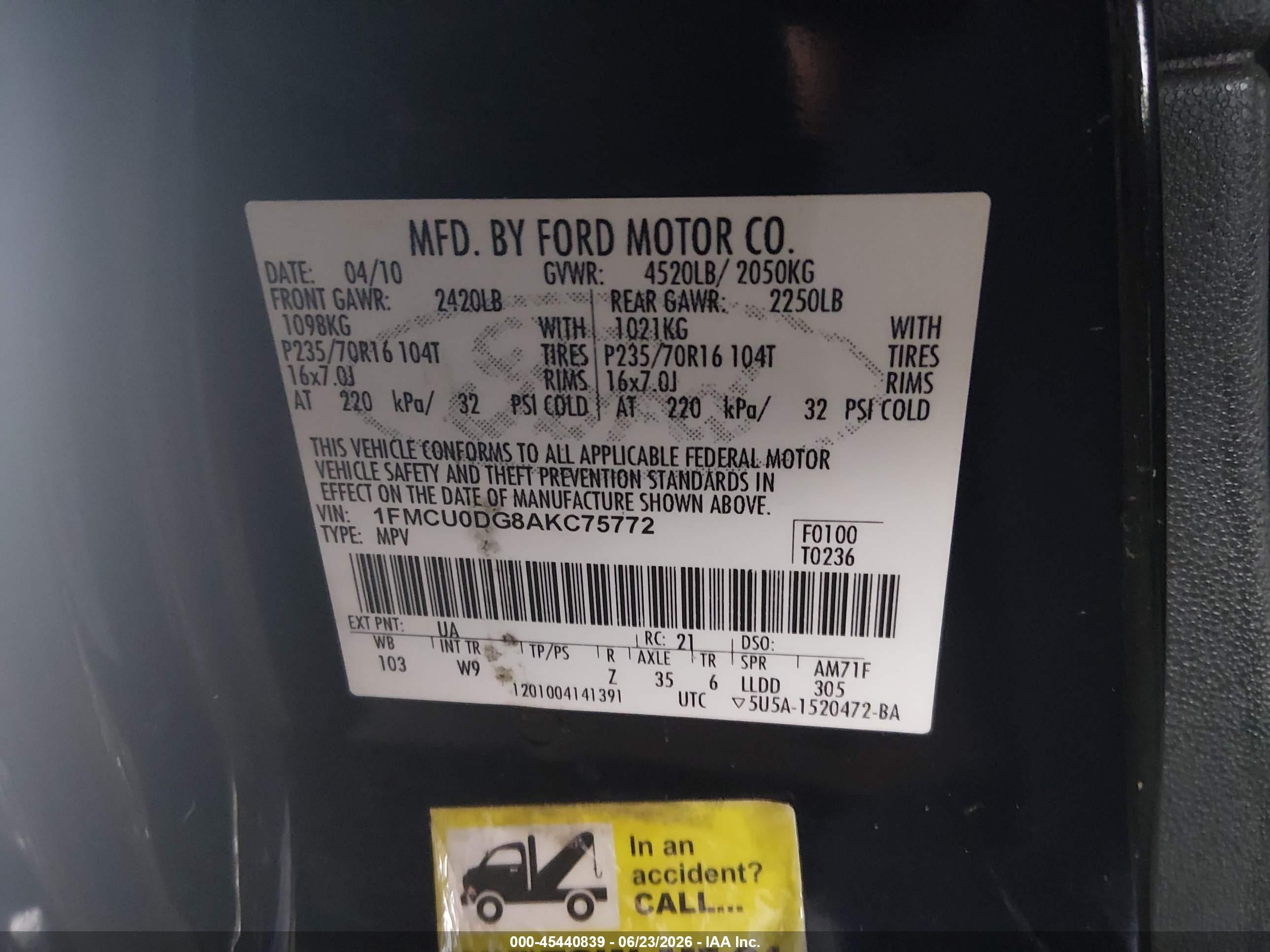 2010 Ford Escape Xlt Black vin: 1FMCU0DG8AKC75772