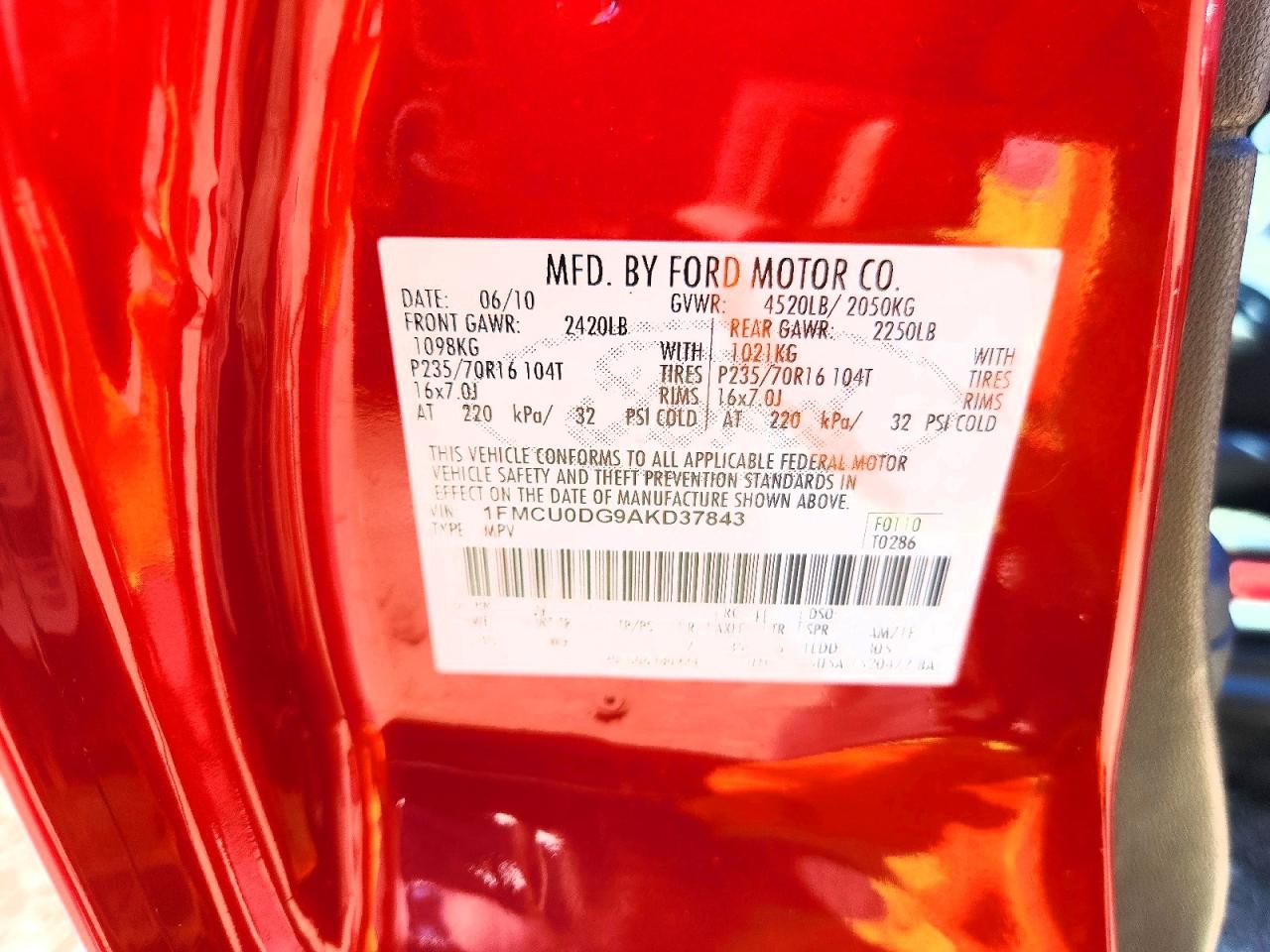 2010 Ford Escape Xlt Red vin: 1FMCU0DG9AKD37843