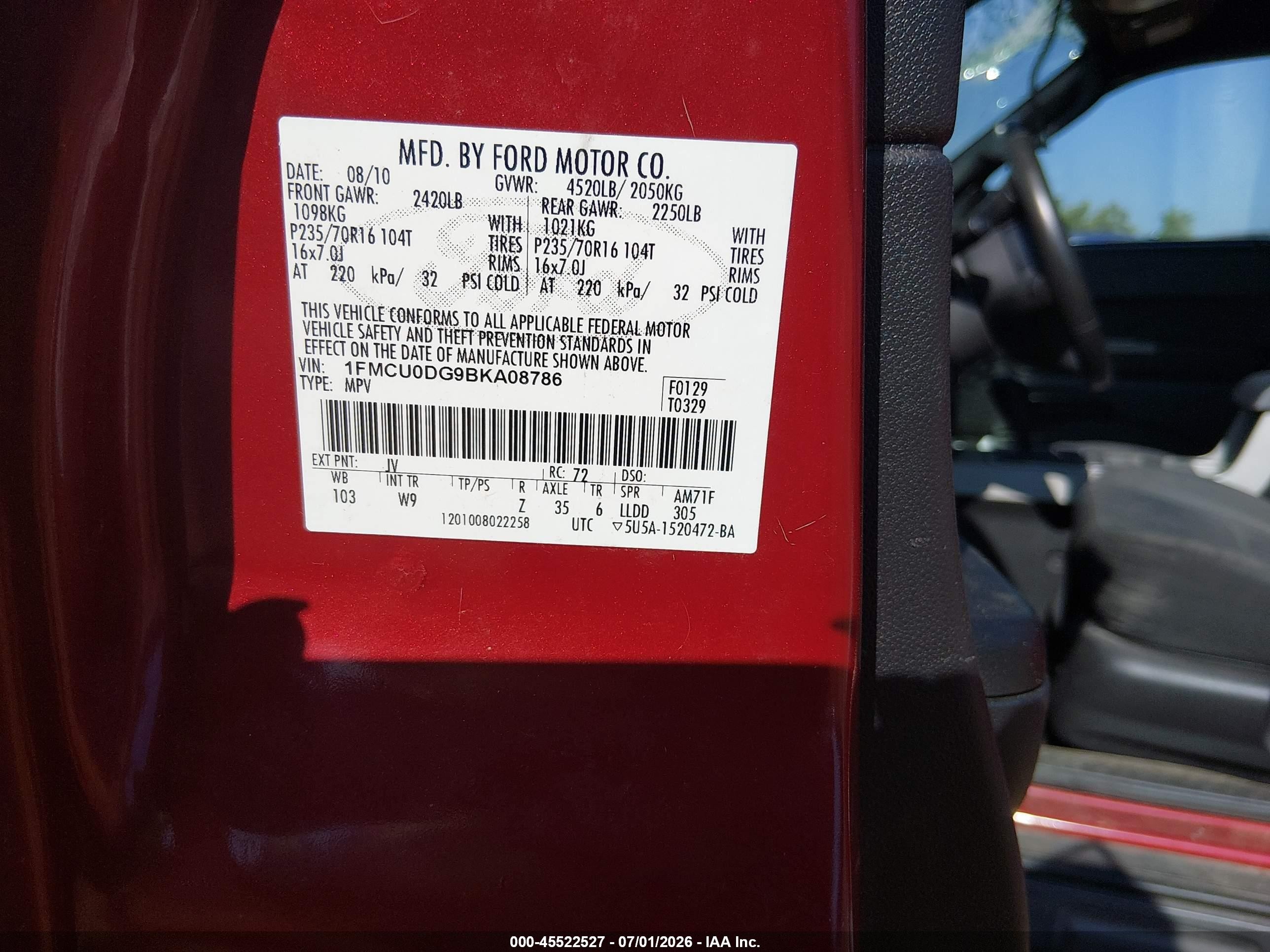 2011 Ford Escape Xlt Red vin: 1FMCU0DG9BKA08786