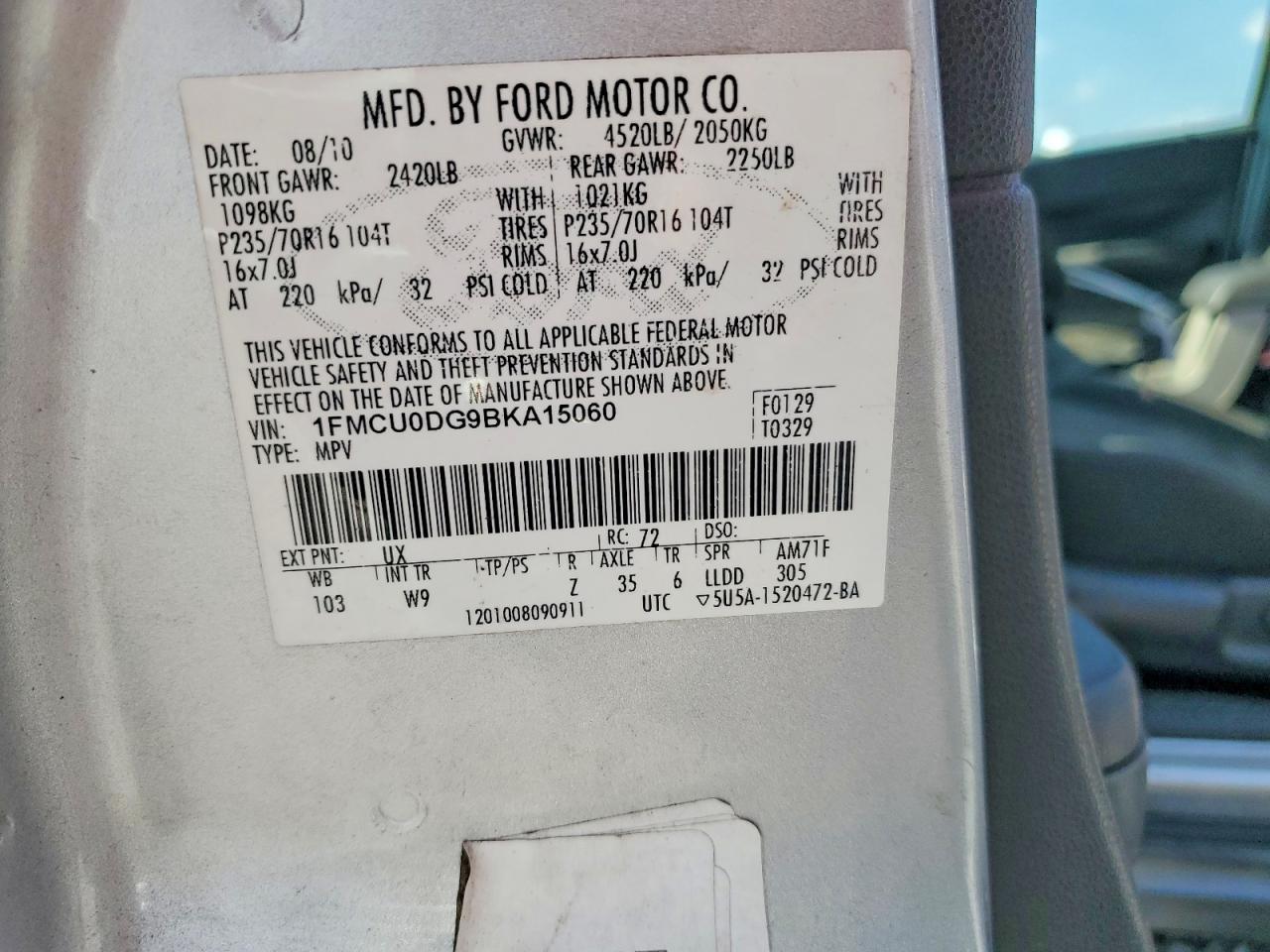2011 Ford Escape Xlt Silver vin: 1FMCU0DG9BKA15060