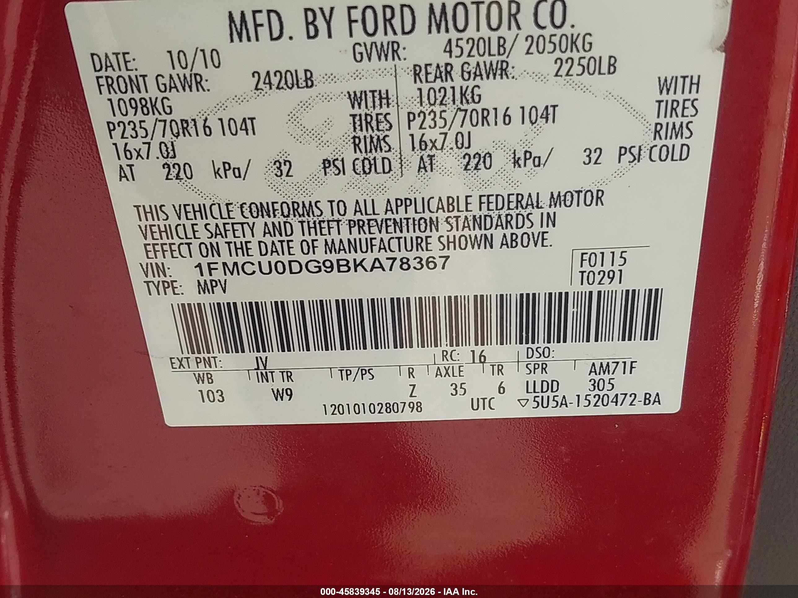 2011 Ford Escape Xlt Красный vin: 1FMCU0DG9BKA78367