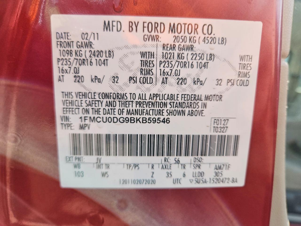 2011 Ford Escape Xlt Red vin: 1FMCU0DG9BKB59546