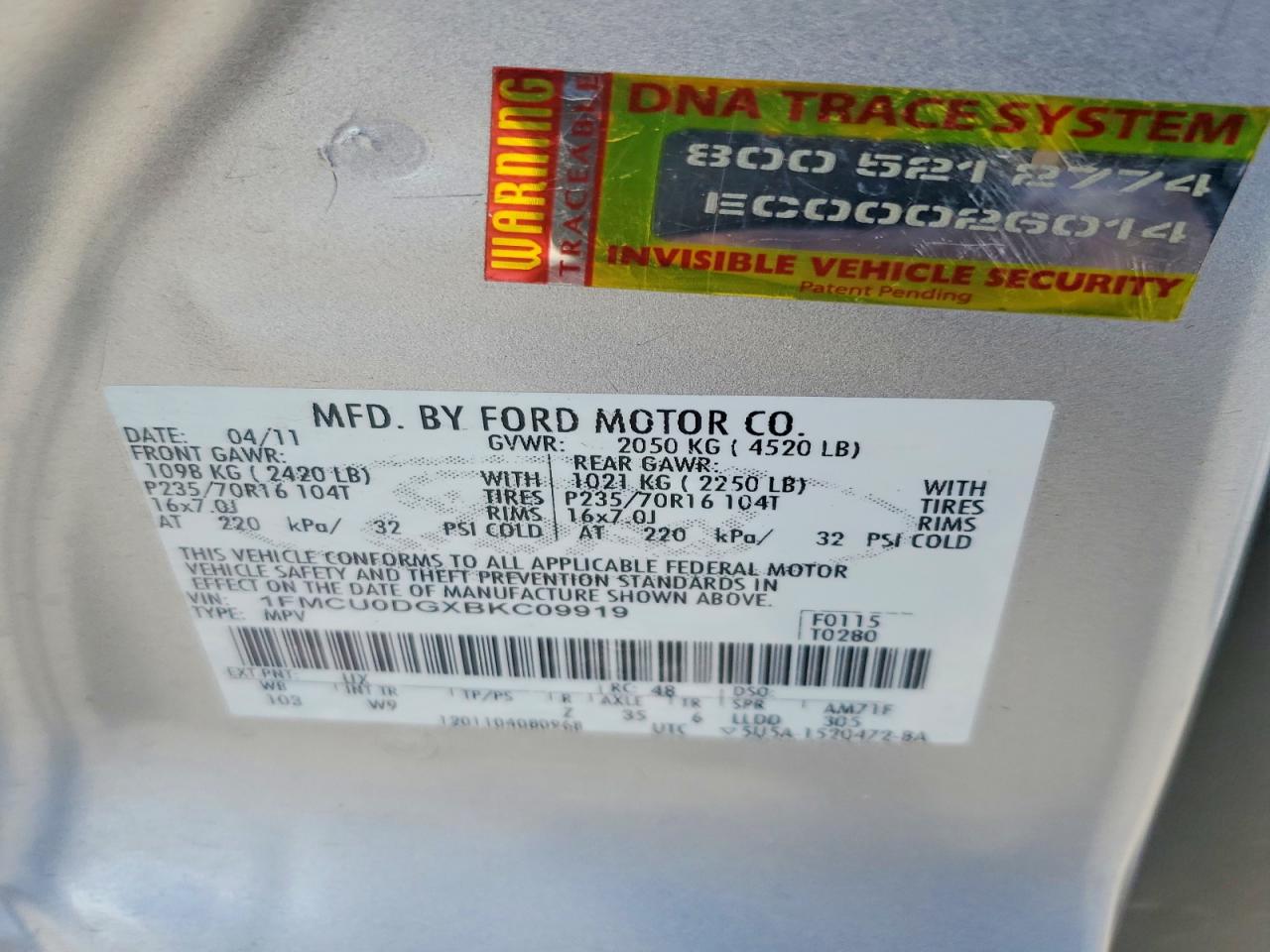 2011 Ford Escape Xlt Silver vin: 1FMCU0DGXBKC09919