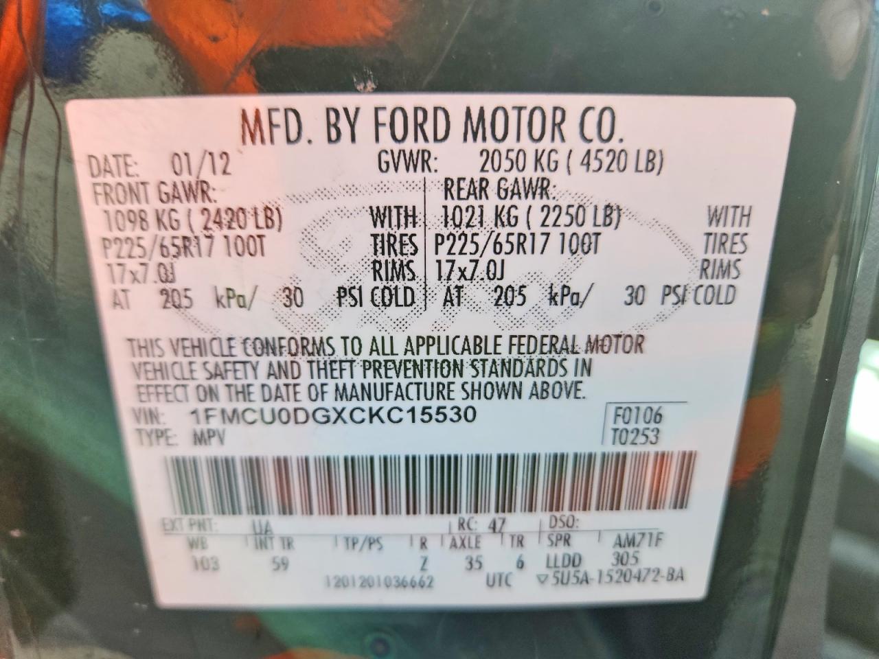 2012 Ford Escape Xlt Black vin: 1FMCU0DGXCKC15530